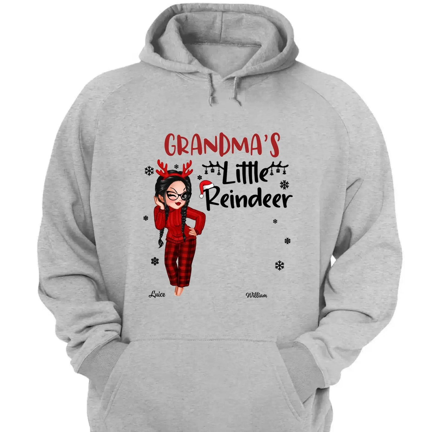 Pretty Grandma's Little Reindeer - Personalized Custom T Shirt - Christmas Gift for Grandma/Grandparent Ezcustomize