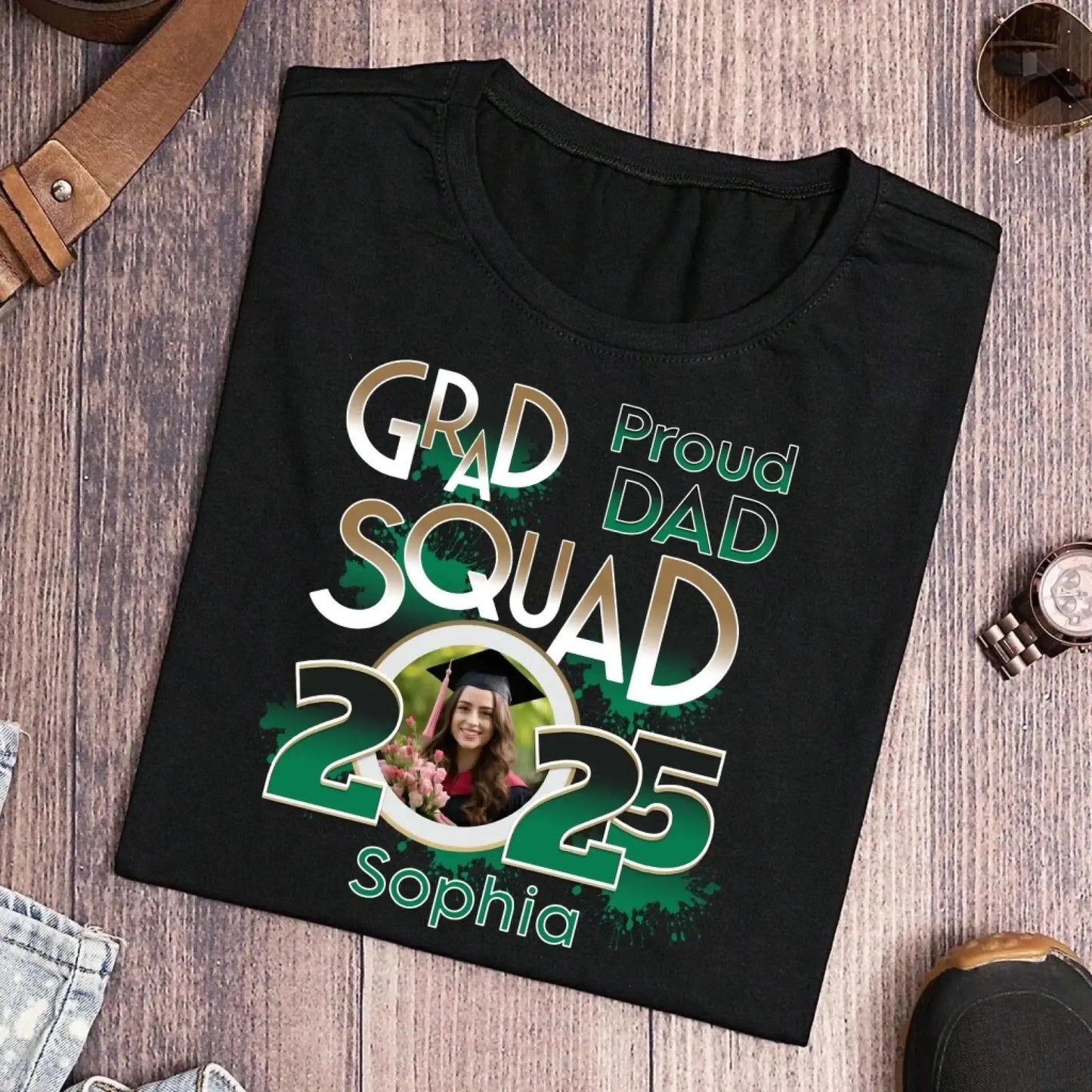 Proud Mom/Dad Squad 2025 Shirt – Personalized Graduation T-Shirt – Custom Gift for Senior Families & Graduation Day Ezcustomize