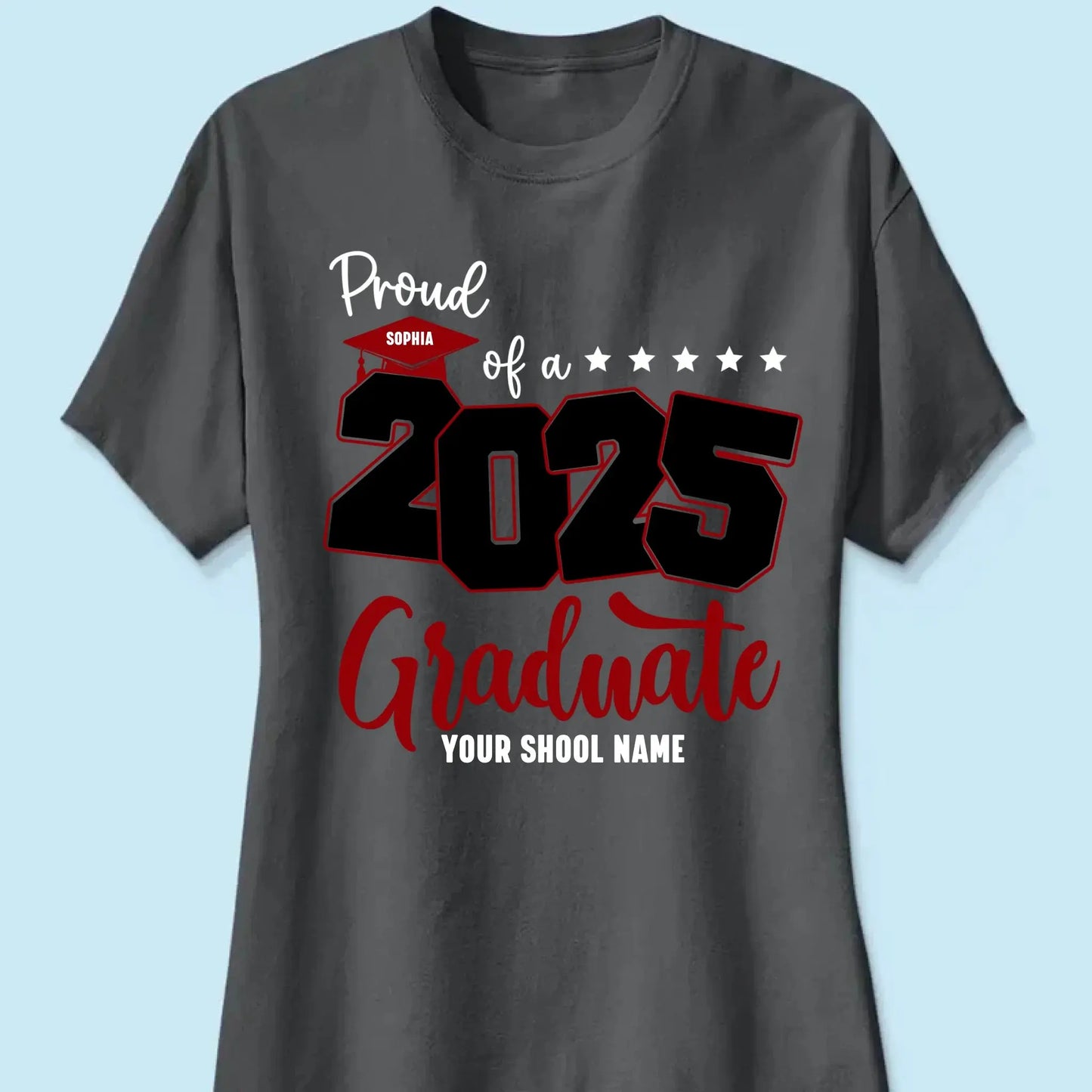 Proud Mom of 2025 Graduate Shirt – Personalized Senior Graduation Tee with Name & School, Custom Family Gift Ezcustomize