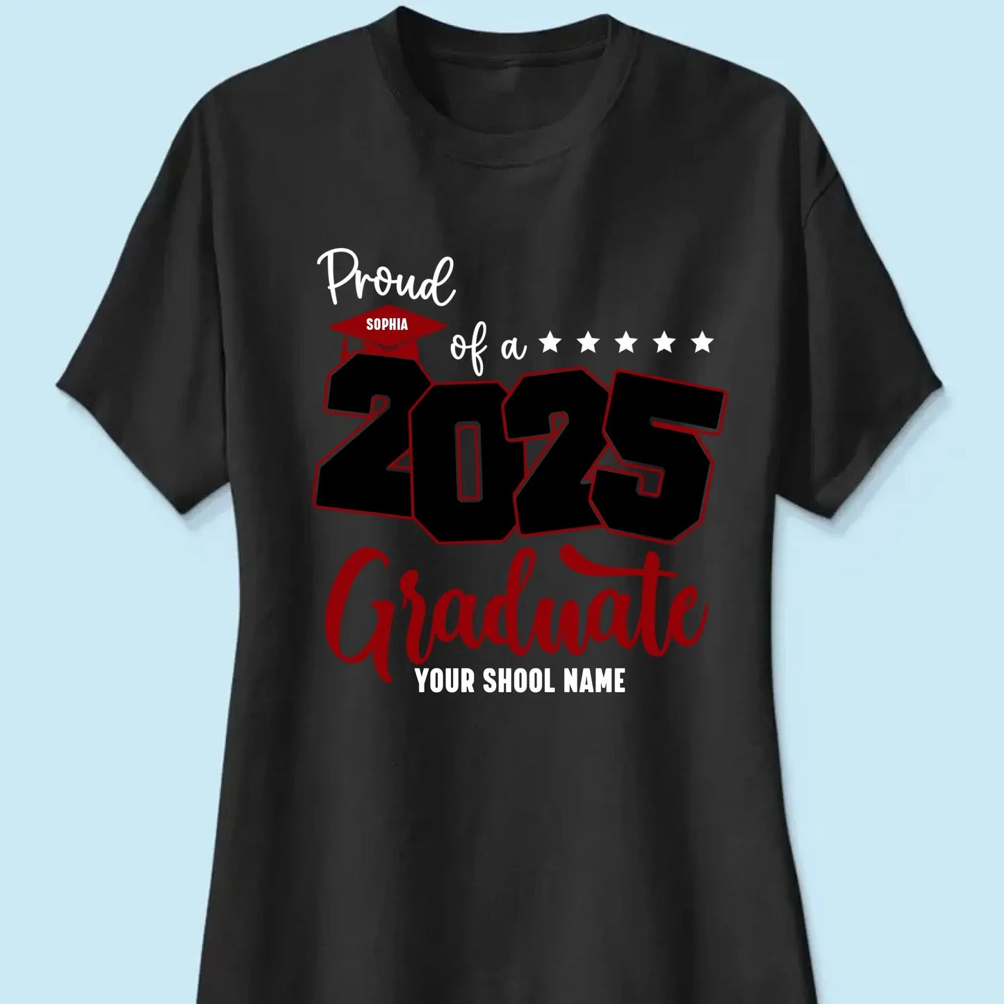 Proud Mom of 2025 Graduate Shirt – Personalized Senior Graduation Tee with Name & School, Custom Family Gift Ezcustomize