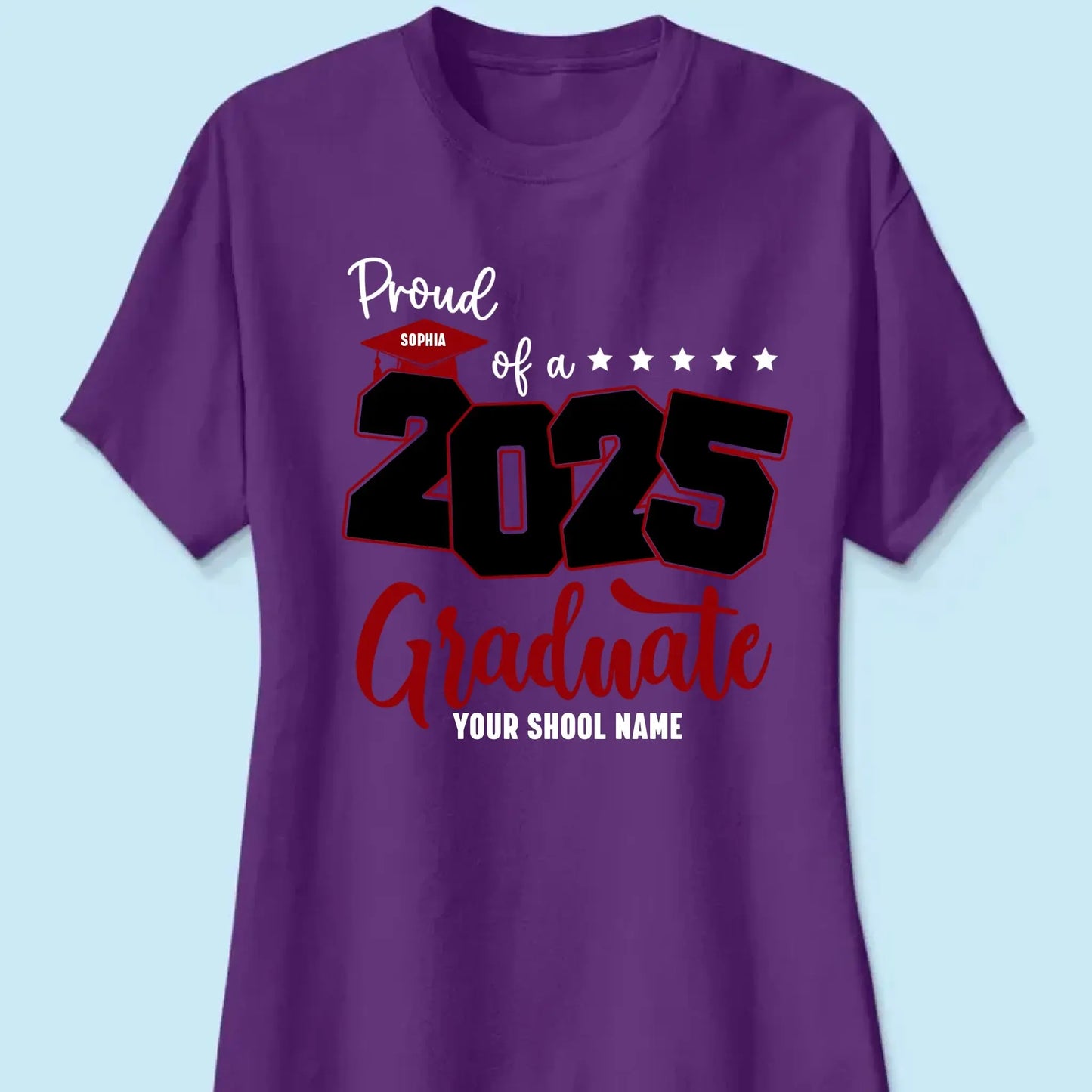 Proud Mom of 2025 Graduate Shirt – Personalized Senior Graduation Tee with Name & School, Custom Family Gift Ezcustomize