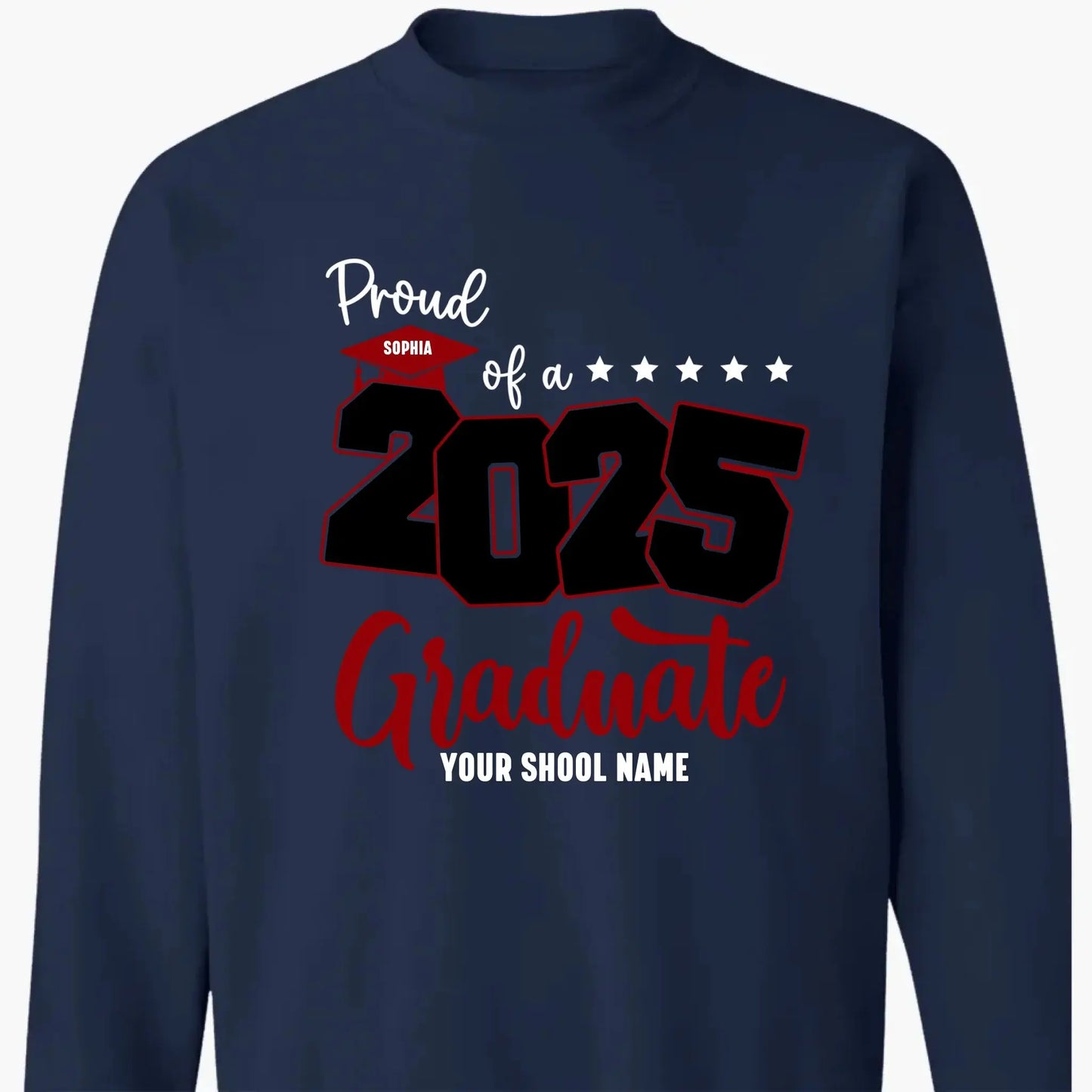 Proud Mom of 2025 Graduate Shirt – Personalized Senior Graduation Tee with Name & School, Custom Family Gift Ezcustomize