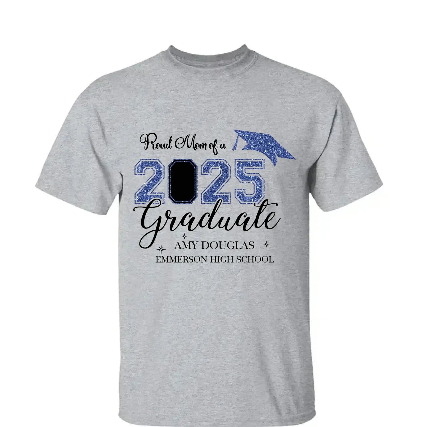 Proud Mom of a 2025 Graduate – Personalized T-Shirt, Graduation Family Shirt, Perfect for 2025 Senior Party Celebrations Ezcustomize