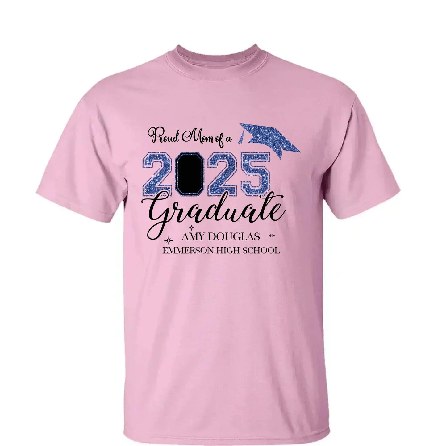 Proud Mom of a 2025 Graduate – Personalized T-Shirt, Graduation Family Shirt, Perfect for 2025 Senior Party Celebrations Ezcustomize