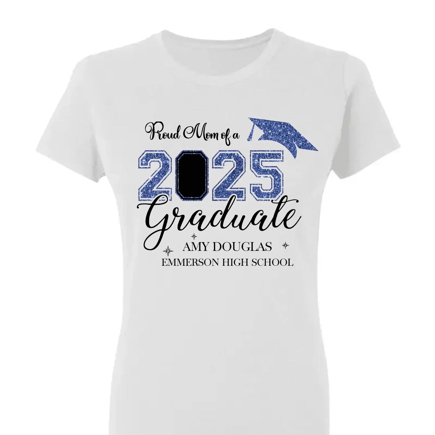 Proud Mom of a 2025 Graduate – Personalized T-Shirt, Graduation Family Shirt, Perfect for 2025 Senior Party Celebrations Ezcustomize