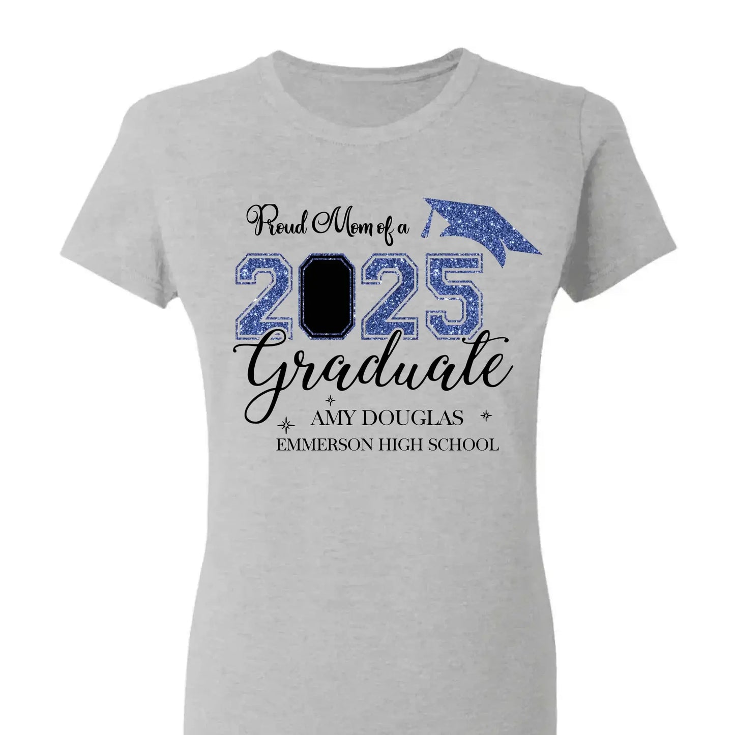 Proud Mom of a 2025 Graduate – Personalized T-Shirt, Graduation Family Shirt, Perfect for 2025 Senior Party Celebrations Ezcustomize