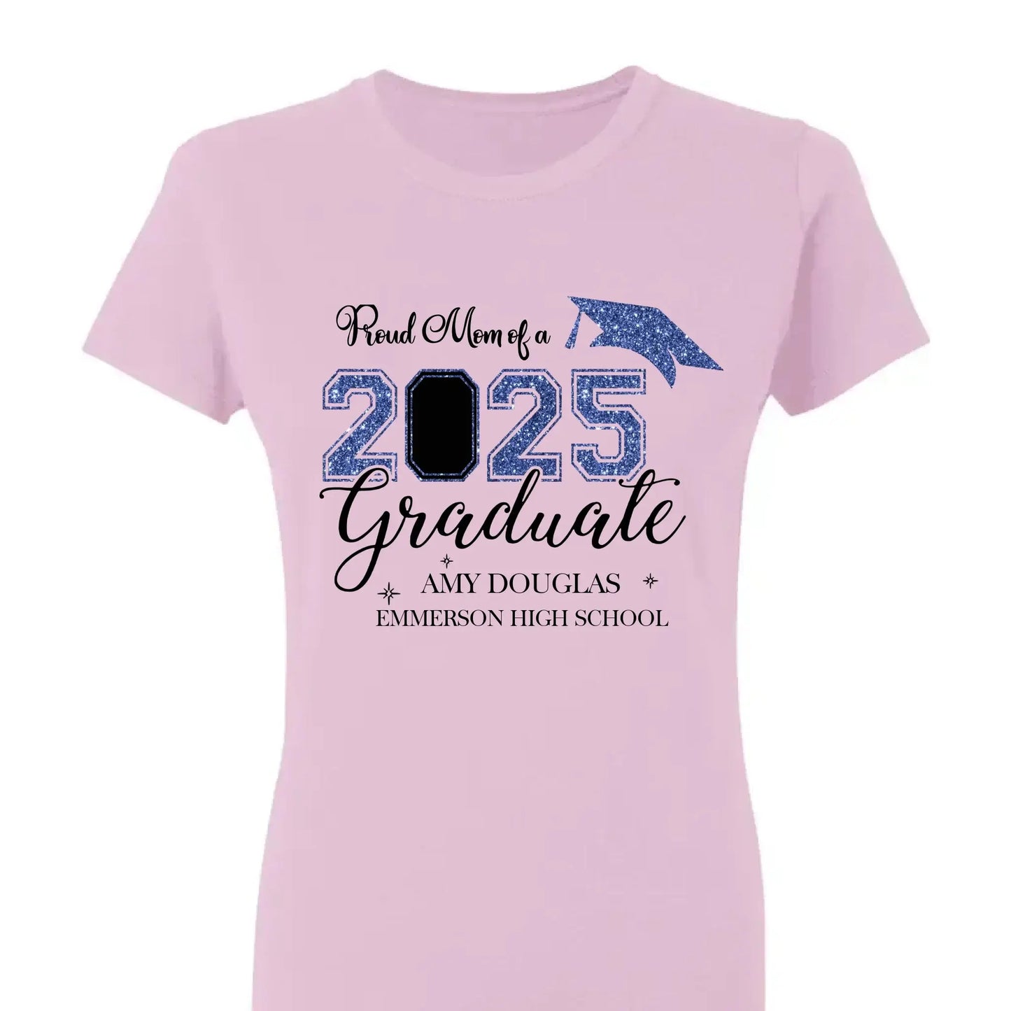 Proud Mom of a 2025 Graduate – Personalized T-Shirt, Graduation Family Shirt, Perfect for 2025 Senior Party Celebrations Ezcustomize