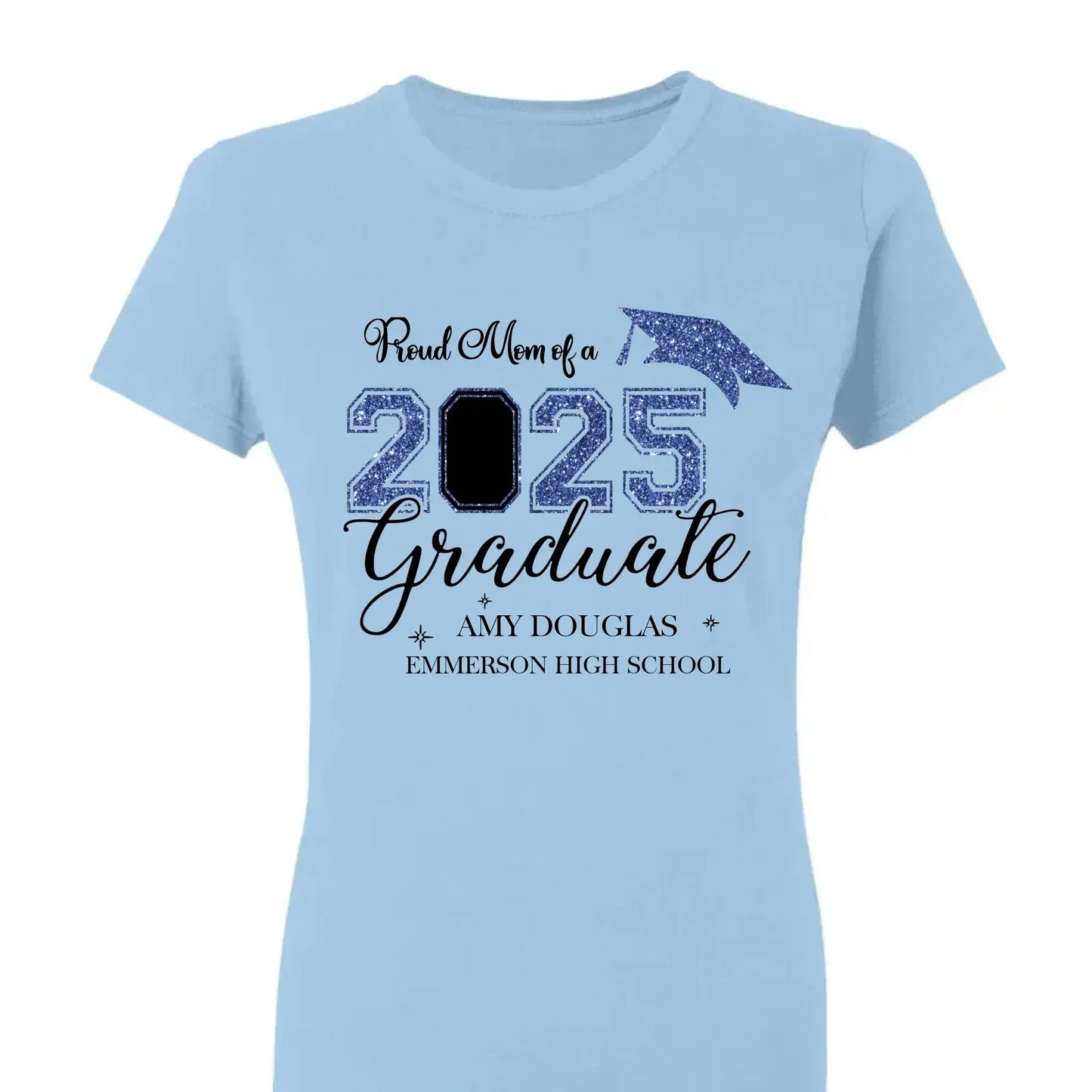 Proud Mom of a 2025 Graduate – Personalized T-Shirt, Graduation Family Shirt, Perfect for 2025 Senior Party Celebrations Ezcustomize