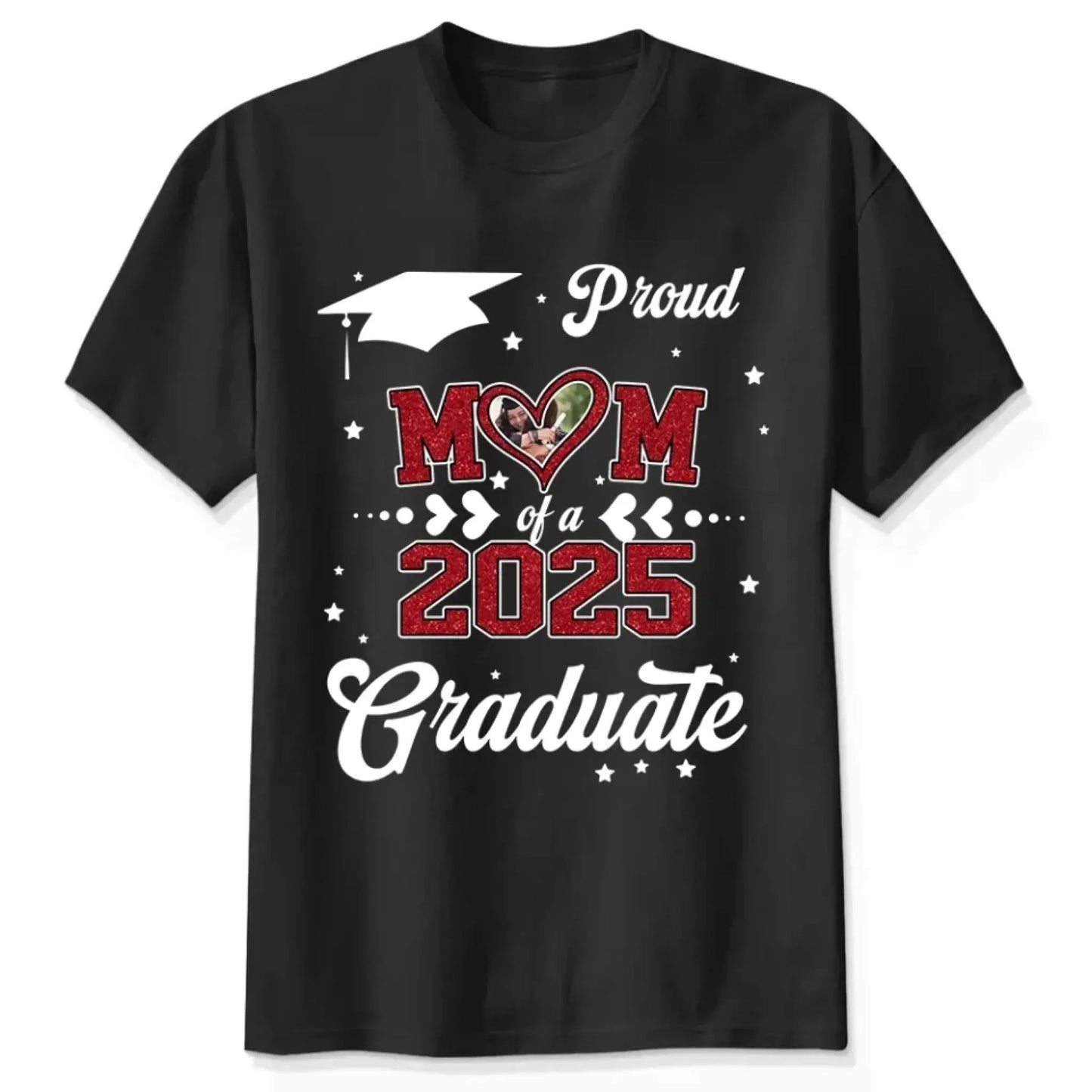Proud Mom of a 2025 Senior – Personalized T-Shirt, Graduation Gift for Mom, Perfect for Grad Party & Family Celebrations Ezcustomize