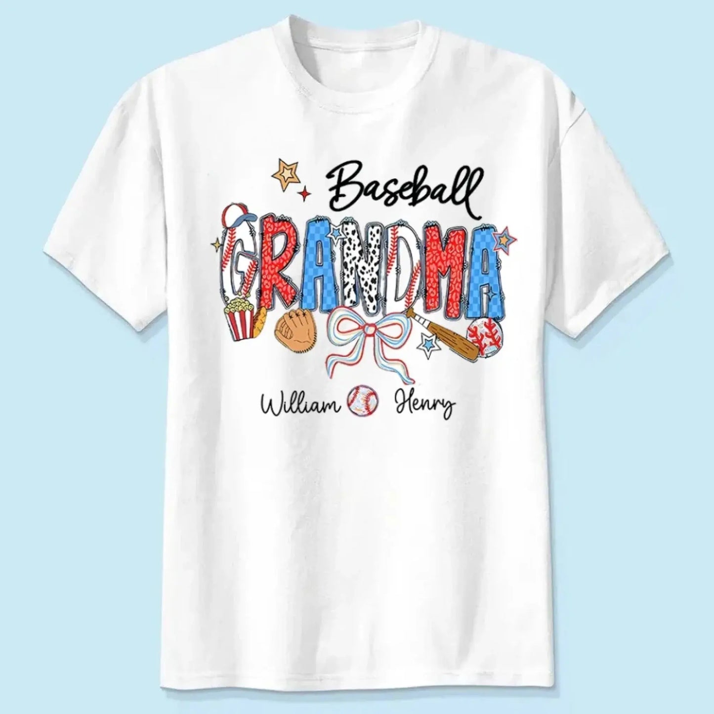 Proud Sports Grandma T-Shirt – Personalized Tee with Kids’ Names – Custom Gift for Baseball, Softball, Soccer & More Ezcustomize