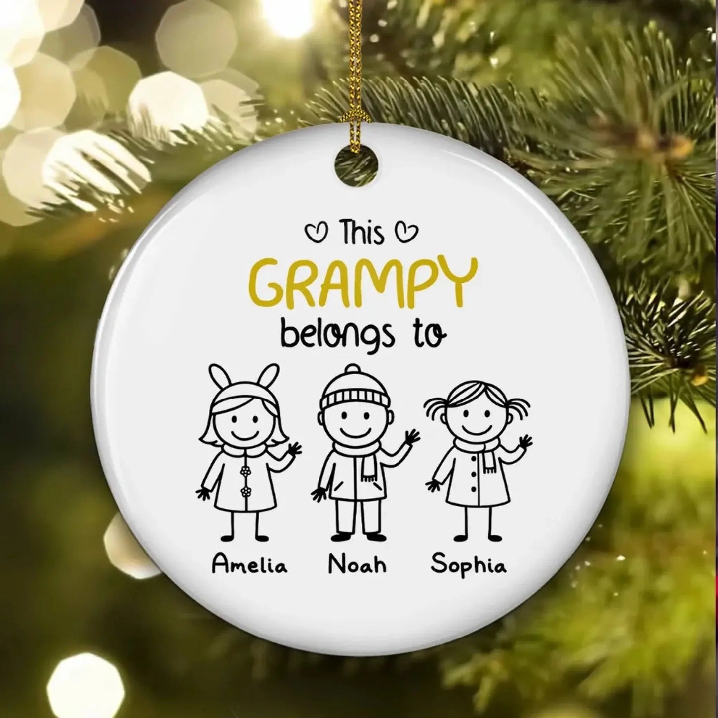 Proud To Be Their Holiday Grandpa - Personalized Custom Ceramic Ornament - Christmas Gift for Grandpa/Papa Ezcustomize