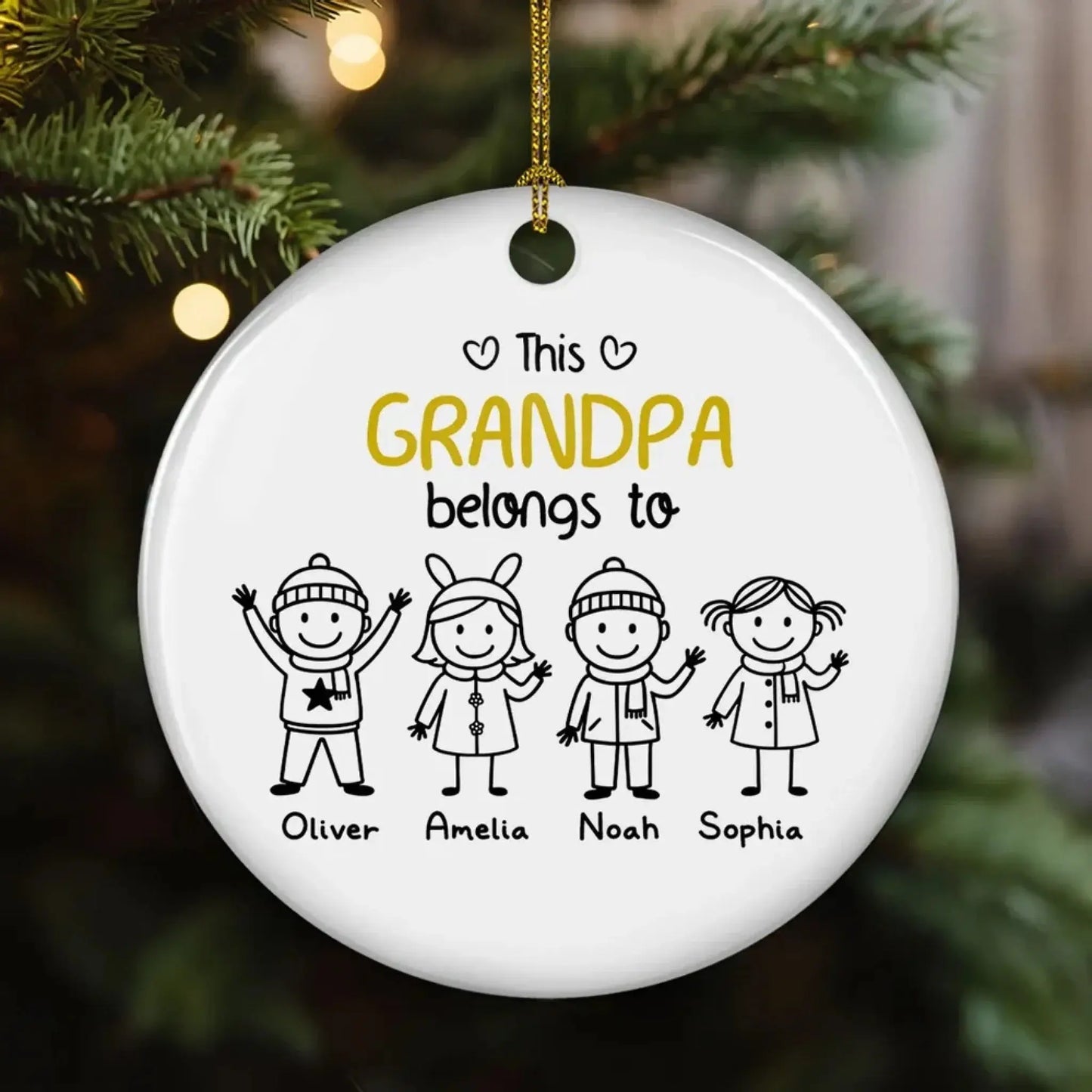 Proud To Be Their Holiday Grandpa - Personalized Custom Ceramic Ornament - Christmas Gift for Grandpa/Papa Ezcustomize