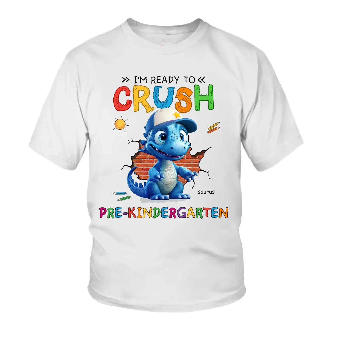Ready to Crush Kindergarten/First Grade – Personalized T-Shirt/Youth Tee for Grandson – Fun Gift for Back to School Ezcustomize