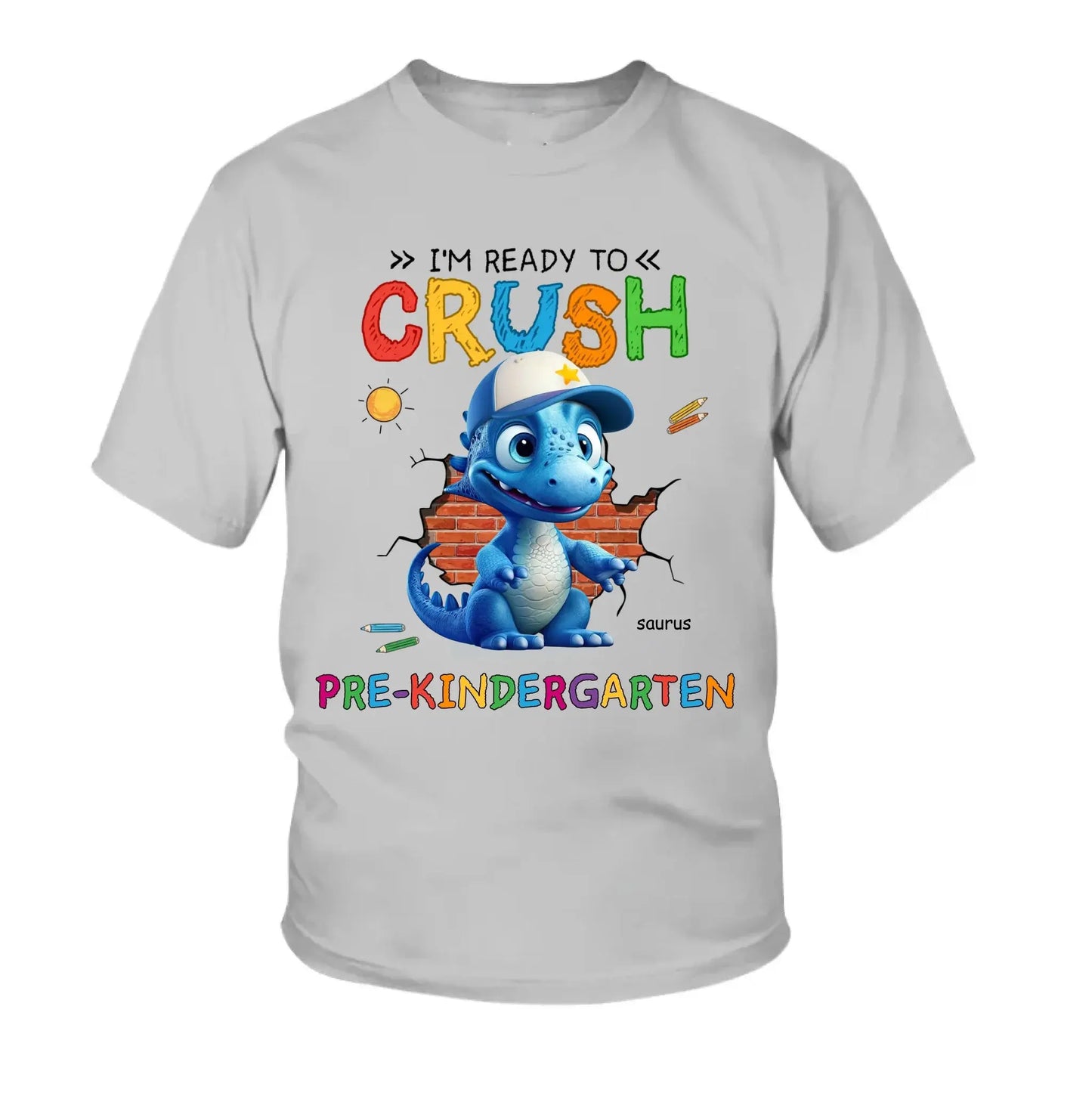 Ready to Crush Kindergarten/First Grade – Personalized T-Shirt/Youth Tee for Grandson – Fun Gift for Back to School Ezcustomize