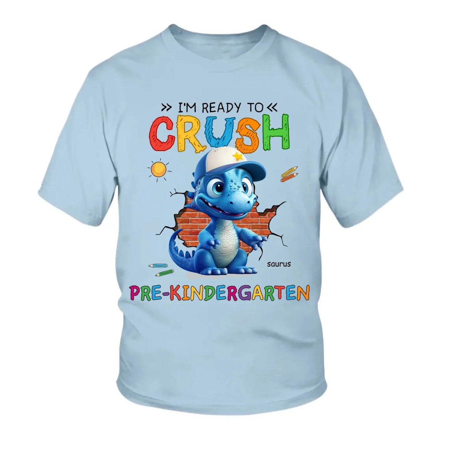 Ready to Crush Kindergarten/First Grade – Personalized T-Shirt/Youth Tee for Grandson – Fun Gift for Back to School Ezcustomize