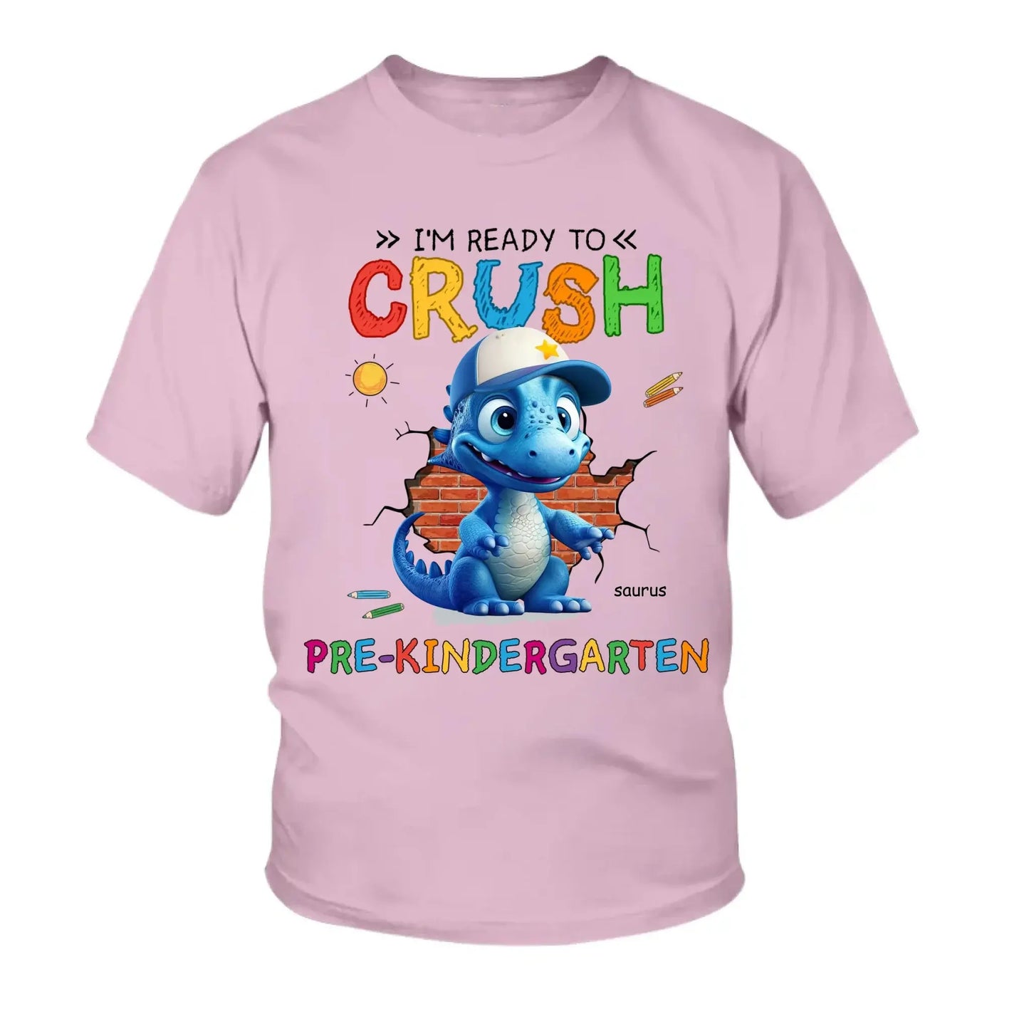 Ready to Crush Kindergarten/First Grade – Personalized T-Shirt/Youth Tee for Grandson – Fun Gift for Back to School Ezcustomize