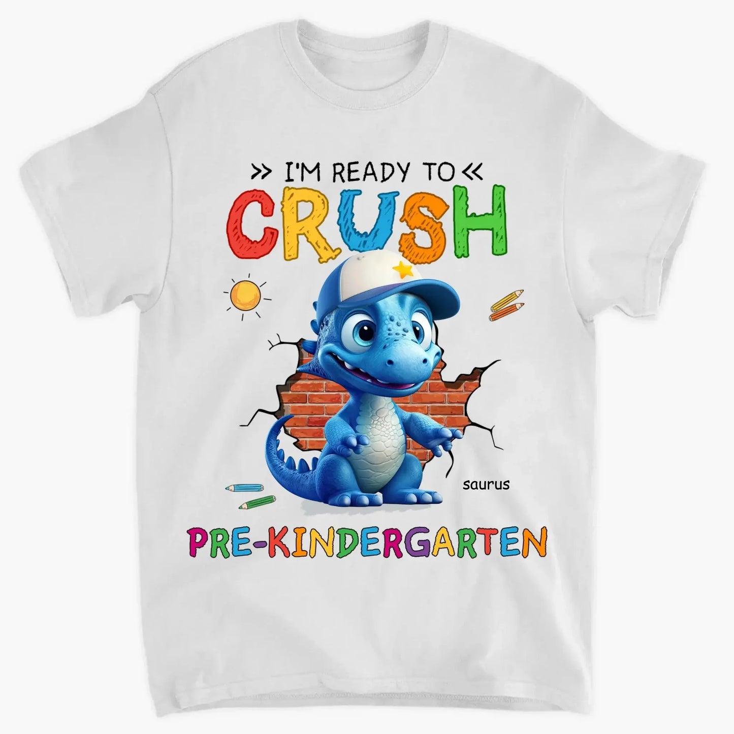 Ready to Crush Kindergarten/First Grade – Personalized T-Shirt/Youth Tee for Grandson – Fun Gift for Back to School Ezcustomize