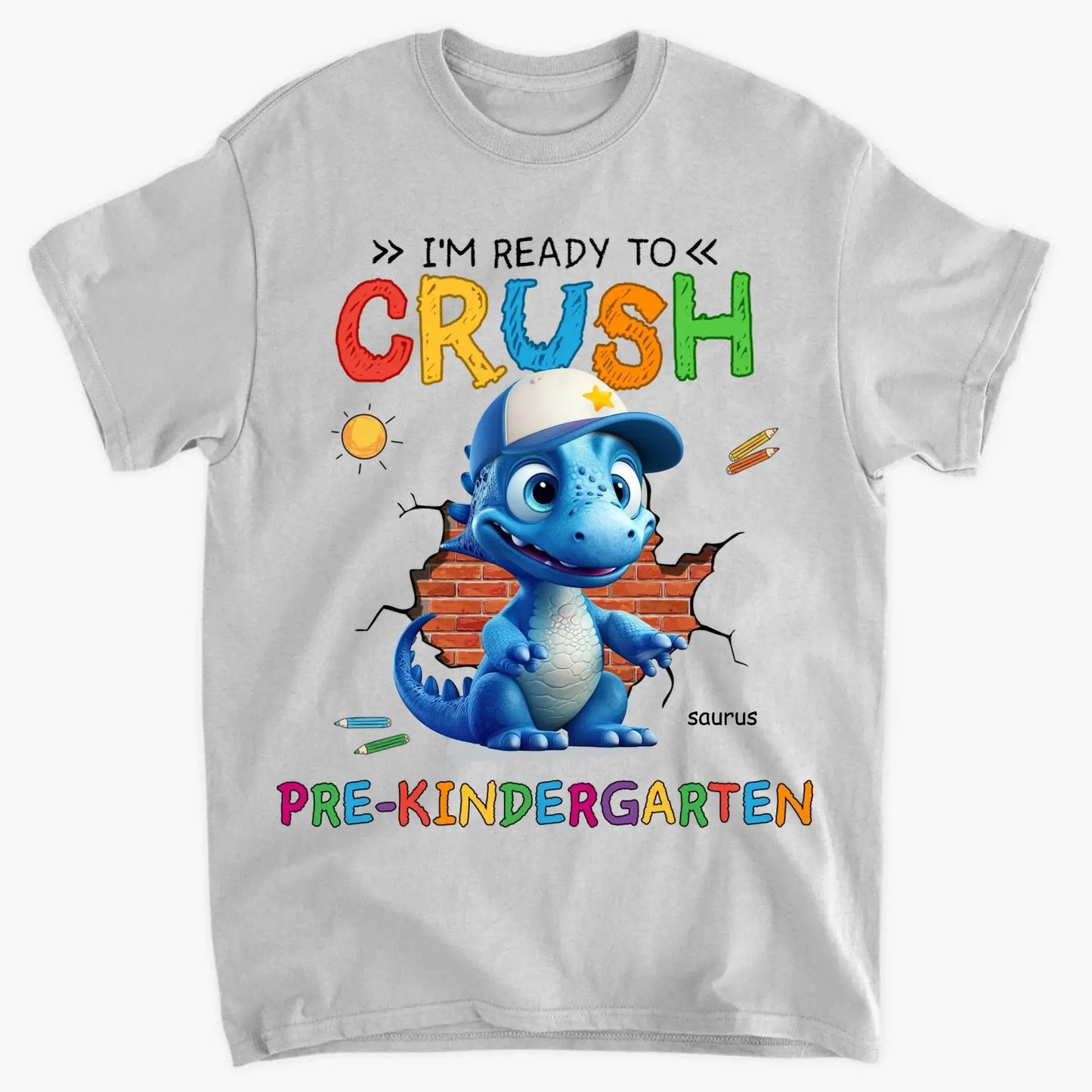 Ready to Crush Kindergarten/First Grade – Personalized T-Shirt/Youth Tee for Grandson – Fun Gift for Back to School Ezcustomize