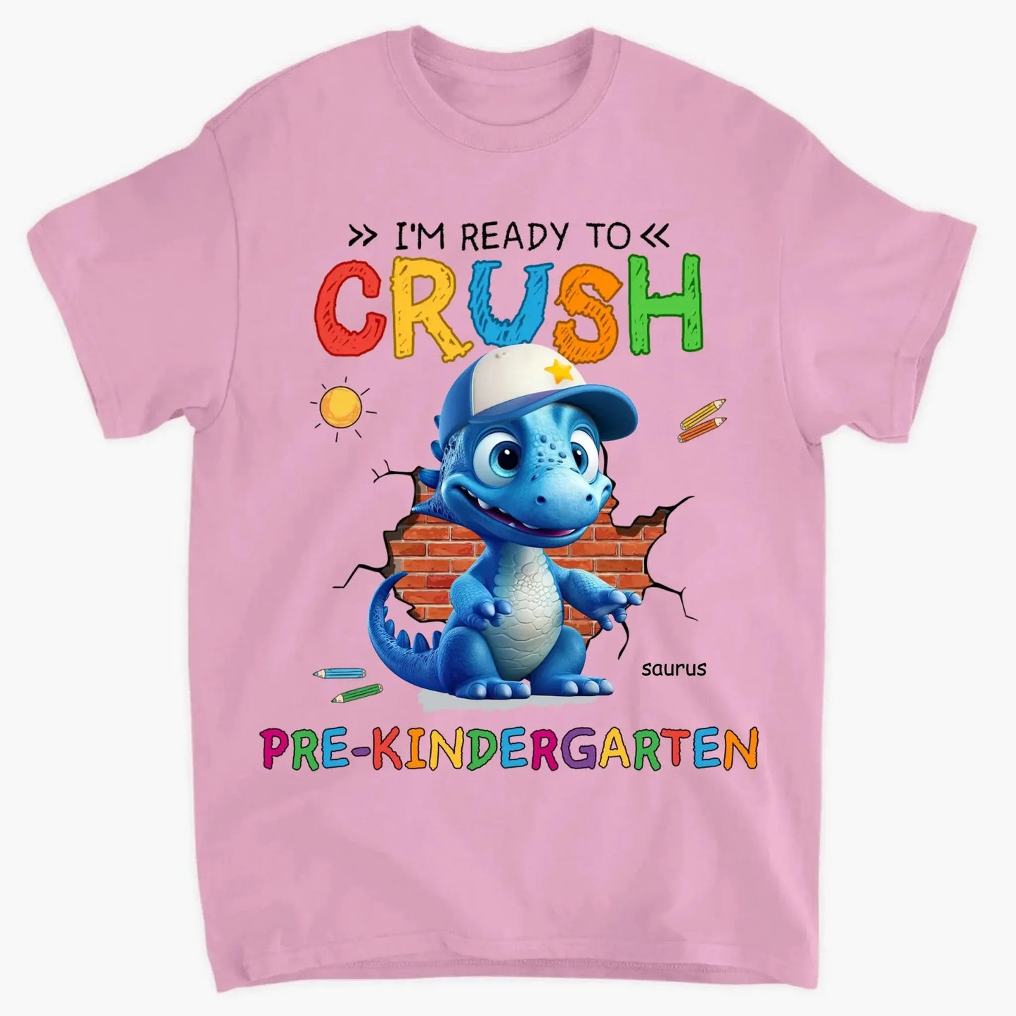 Ready to Crush Kindergarten/First Grade – Personalized T-Shirt/Youth Tee for Grandson – Fun Gift for Back to School Ezcustomize