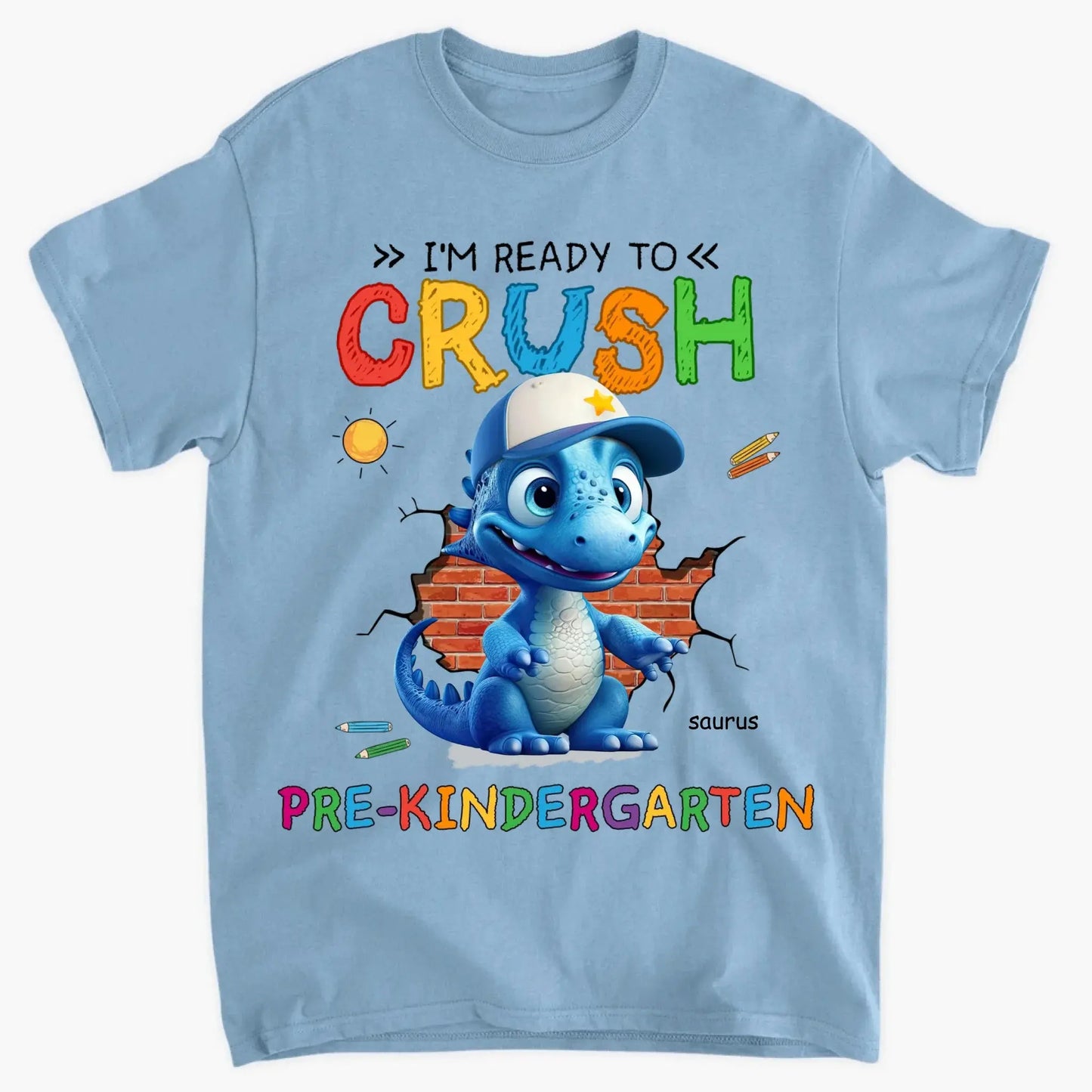 Ready to Crush Kindergarten/First Grade – Personalized T-Shirt/Youth Tee for Grandson – Fun Gift for Back to School Ezcustomize