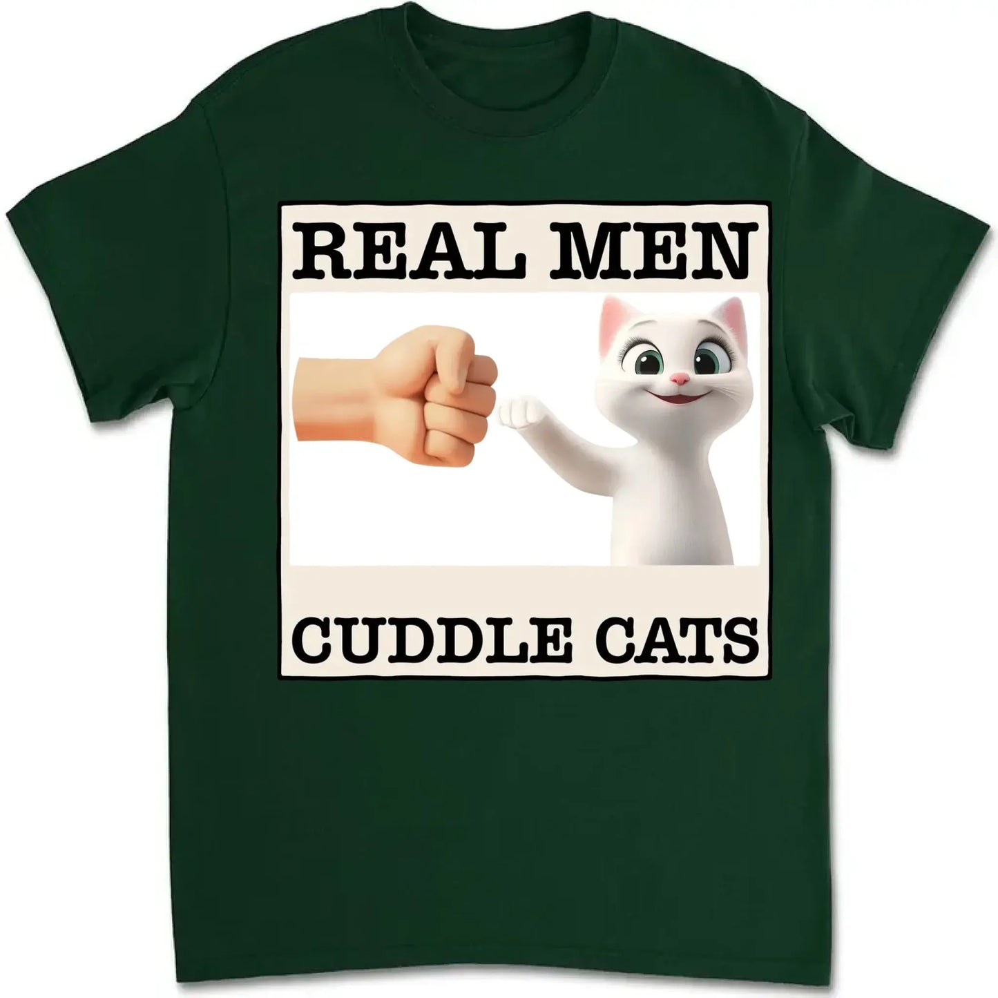 "Real Men Cuddle Cats" - Personalized Shirt, Hoodie, Sweater - Perfect Custom Gift for Cat Dads & Cat Lovers Ezcustomize
