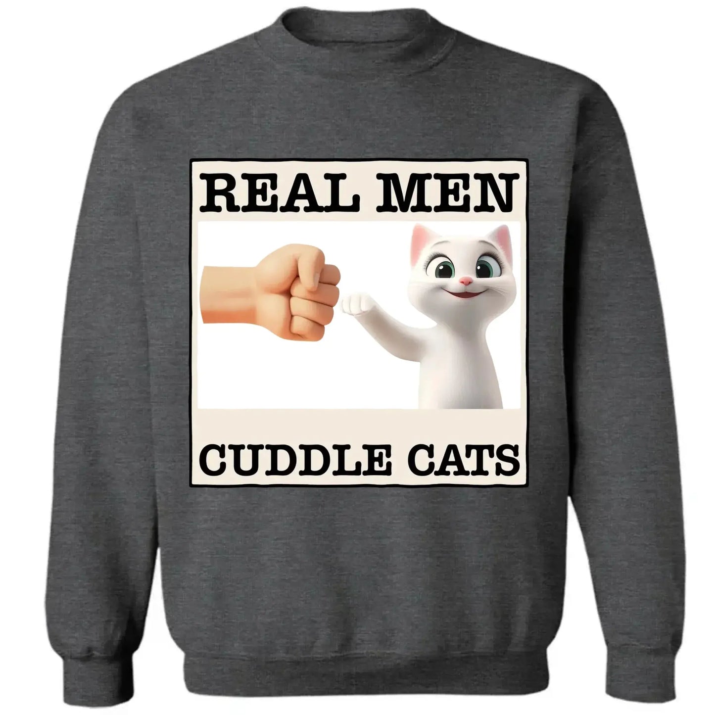 "Real Men Cuddle Cats" - Personalized Shirt, Hoodie, Sweater - Perfect Custom Gift for Cat Dads & Cat Lovers Ezcustomize