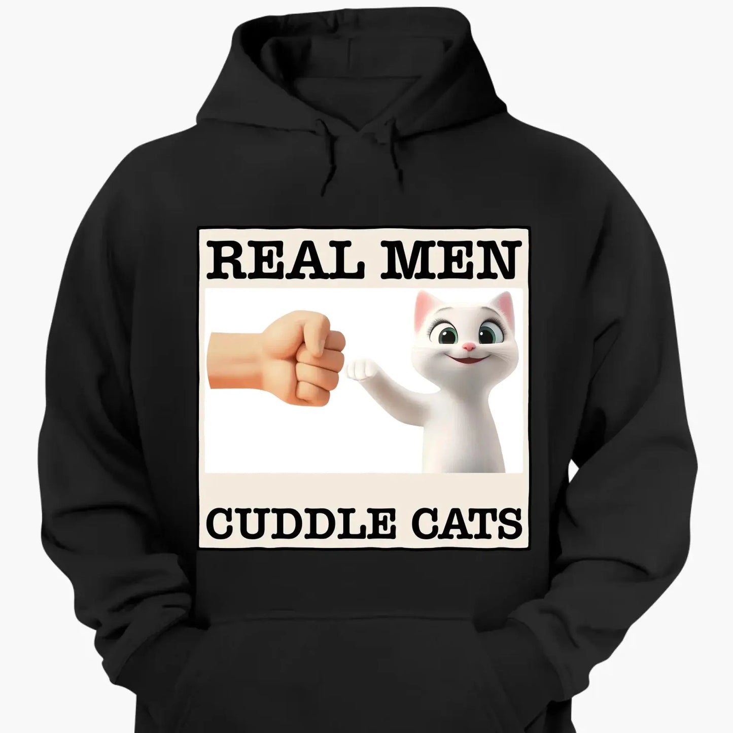 "Real Men Cuddle Cats" - Personalized Shirt, Hoodie, Sweater - Perfect Custom Gift for Cat Dads & Cat Lovers Ezcustomize