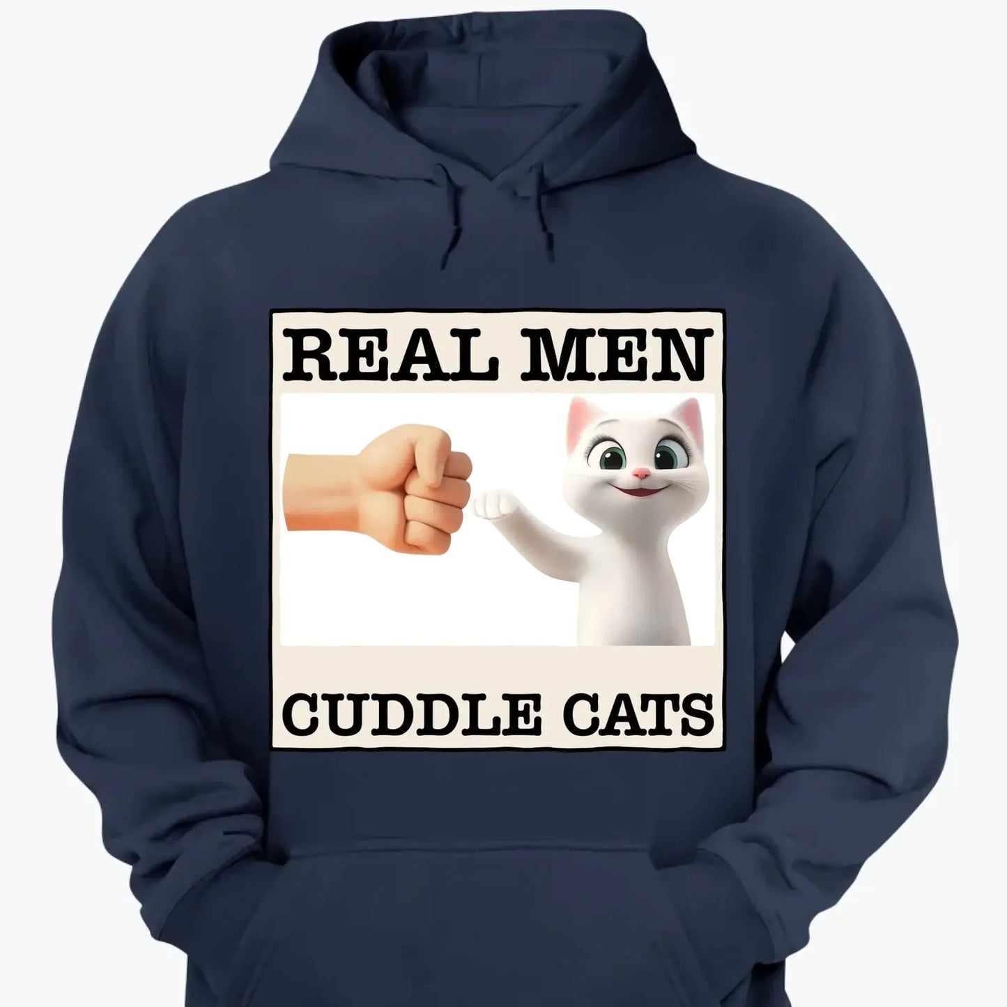 "Real Men Cuddle Cats" - Personalized Shirt, Hoodie, Sweater - Perfect Custom Gift for Cat Dads & Cat Lovers Ezcustomize