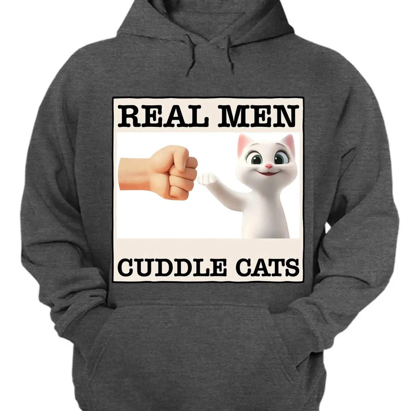 "Real Men Cuddle Cats" - Personalized Shirt, Hoodie, Sweater - Perfect Custom Gift for Cat Dads & Cat Lovers Ezcustomize