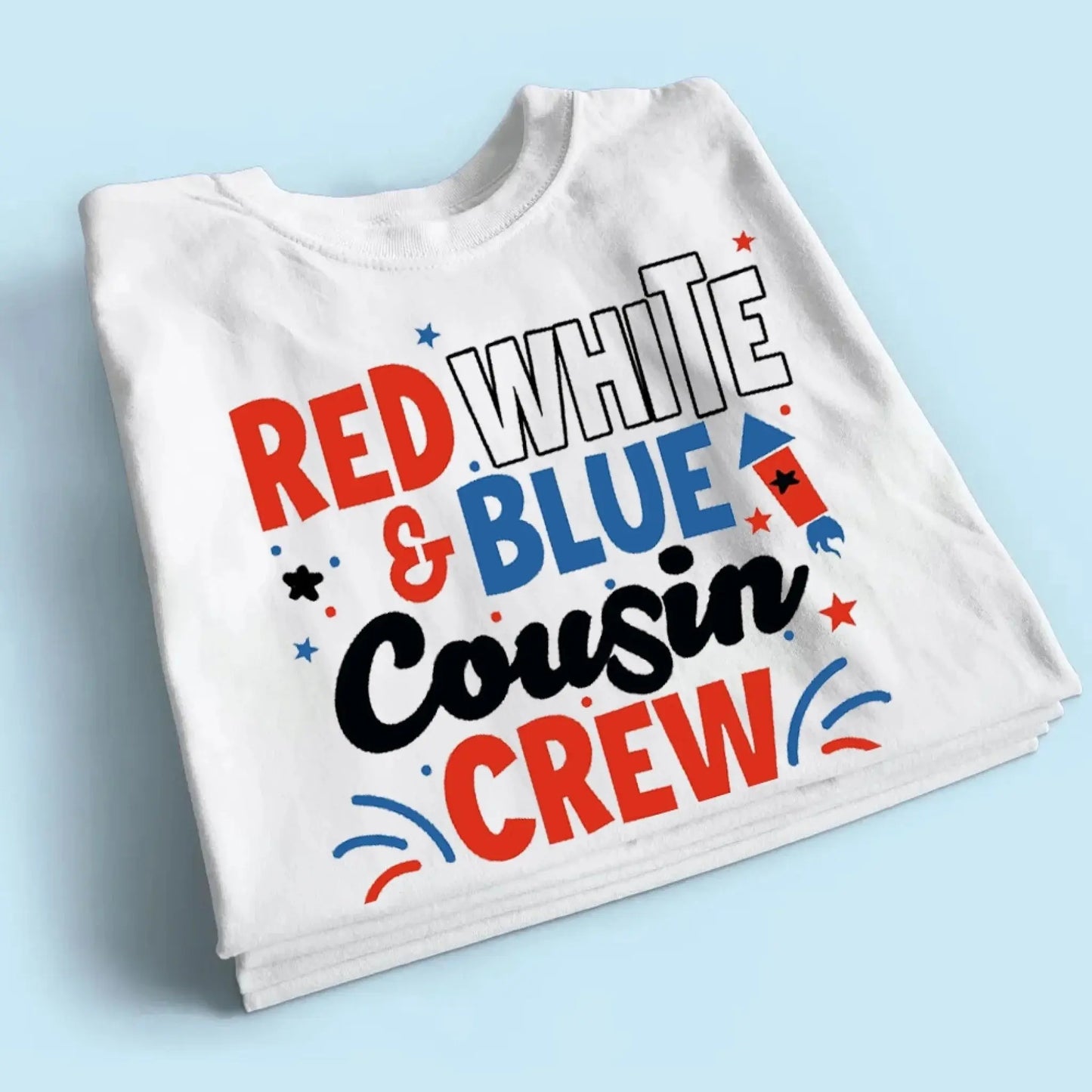 Red White and Blue Cousin Crew Shirt – Personalized 4th of July T-Shirt for Kids, Boys, Girls, Family Matching Independence Day Outfit Ezcustomize