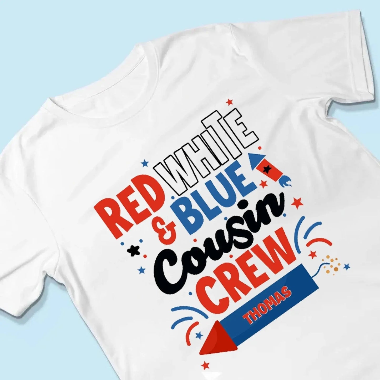 Red White and Blue Cousin Crew Shirt – Personalized 4th of July T-Shirt for Kids, Boys, Girls, Family Matching Independence Day Outfit Ezcustomize