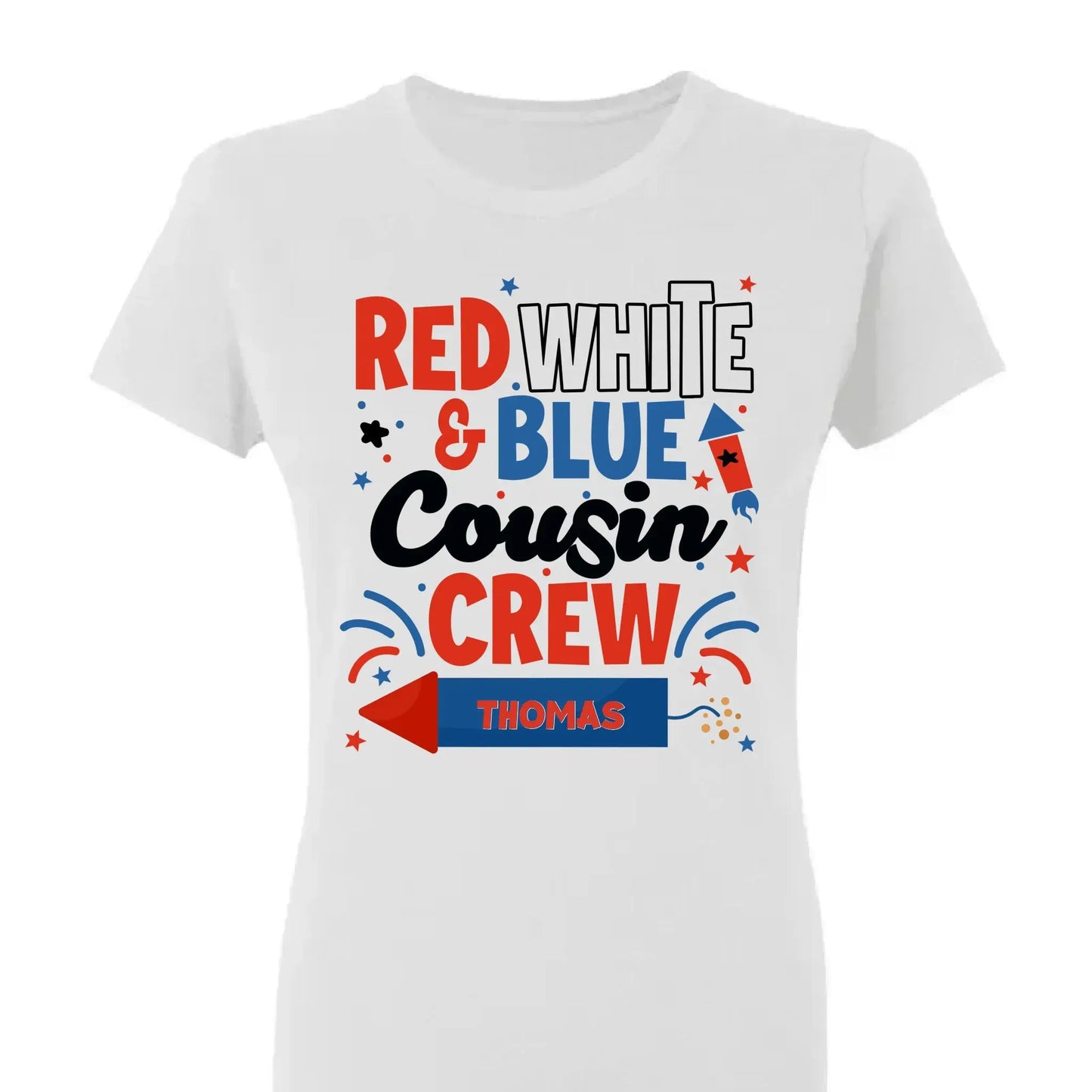 Red White and Blue Cousin Crew Shirt – Personalized 4th of July T-Shirt for Kids, Boys, Girls, Family Matching Independence Day Outfit Ezcustomize