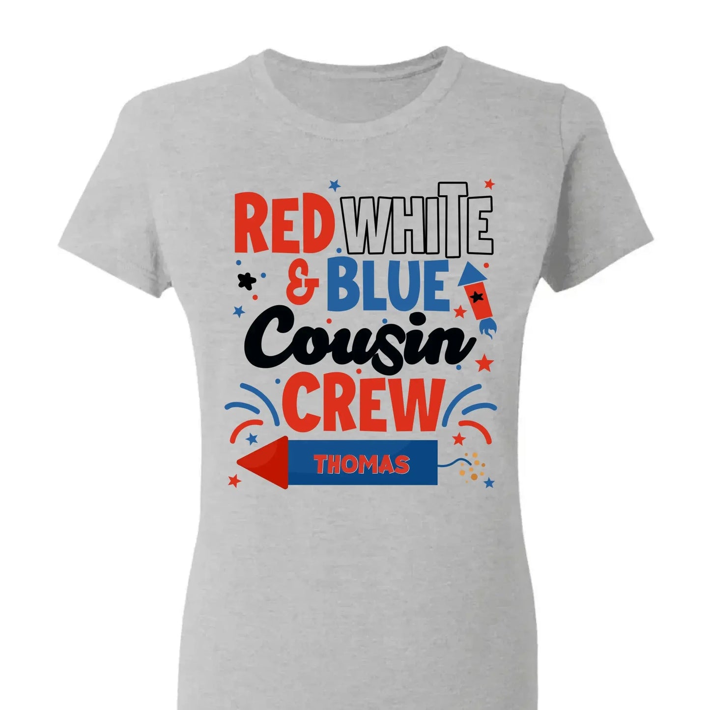 Red White and Blue Cousin Crew Shirt – Personalized 4th of July T-Shirt for Kids, Boys, Girls, Family Matching Independence Day Outfit Ezcustomize