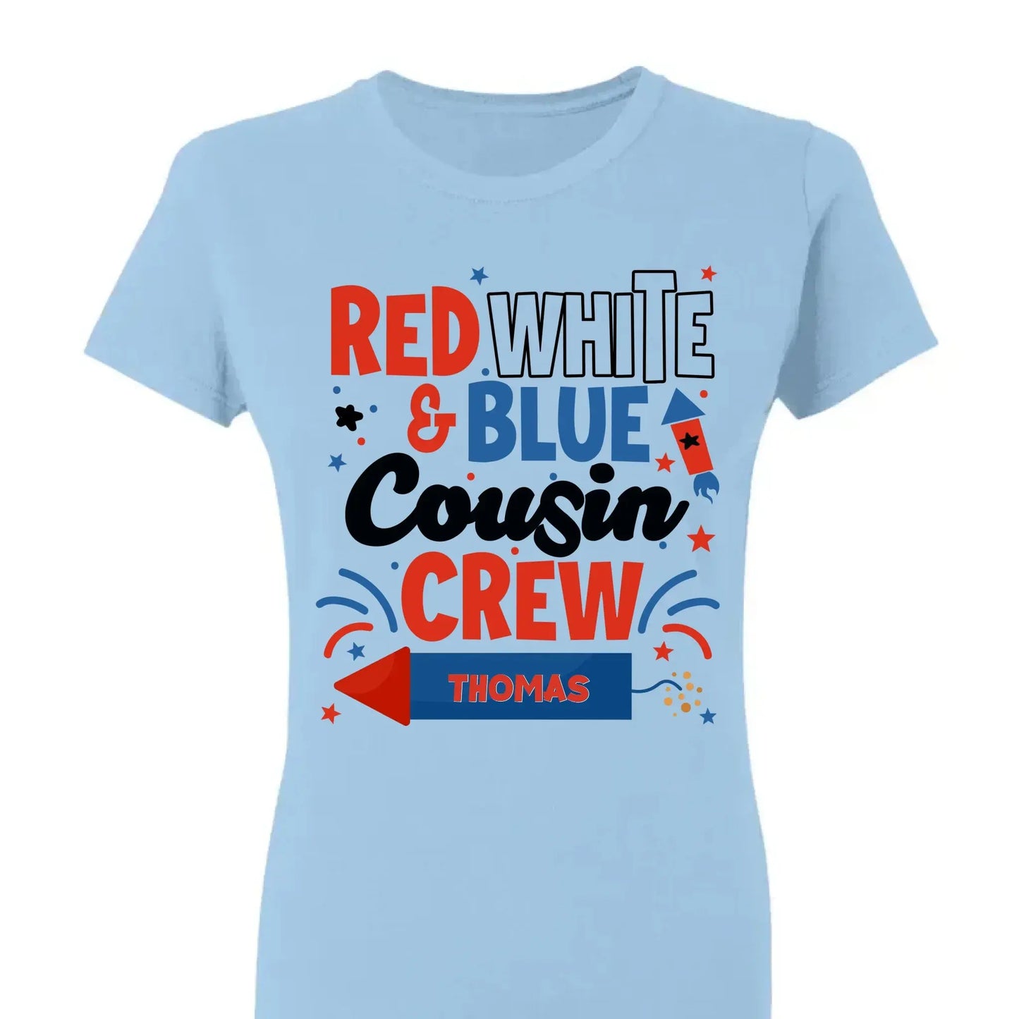 Red White and Blue Cousin Crew Shirt – Personalized 4th of July T-Shirt for Kids, Boys, Girls, Family Matching Independence Day Outfit Ezcustomize