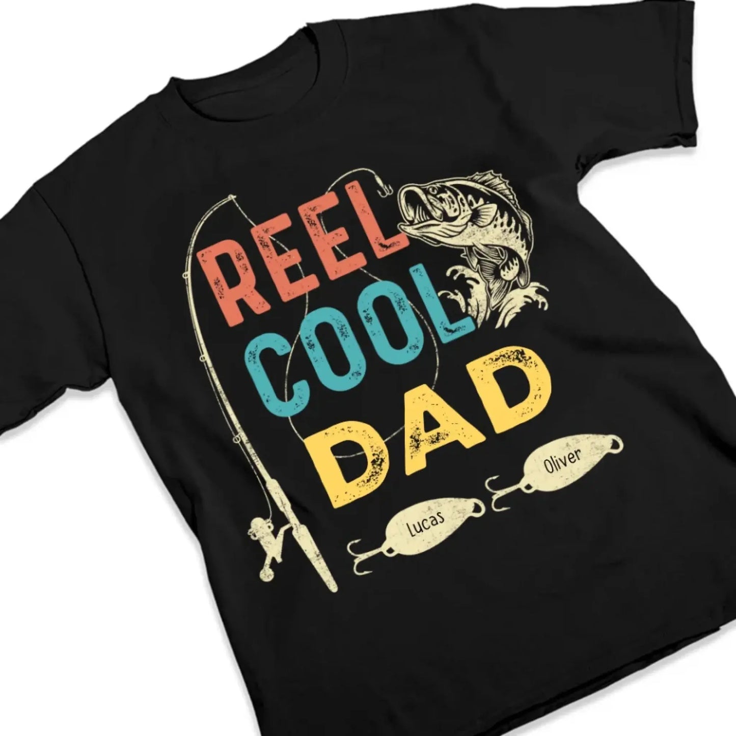 Reel Cool Dad Fishing Shirt – Personalized T-Shirt or Hoodie – Fun Father’s Day Gift for Dad, Grandpa, or Papa Ezcustomize