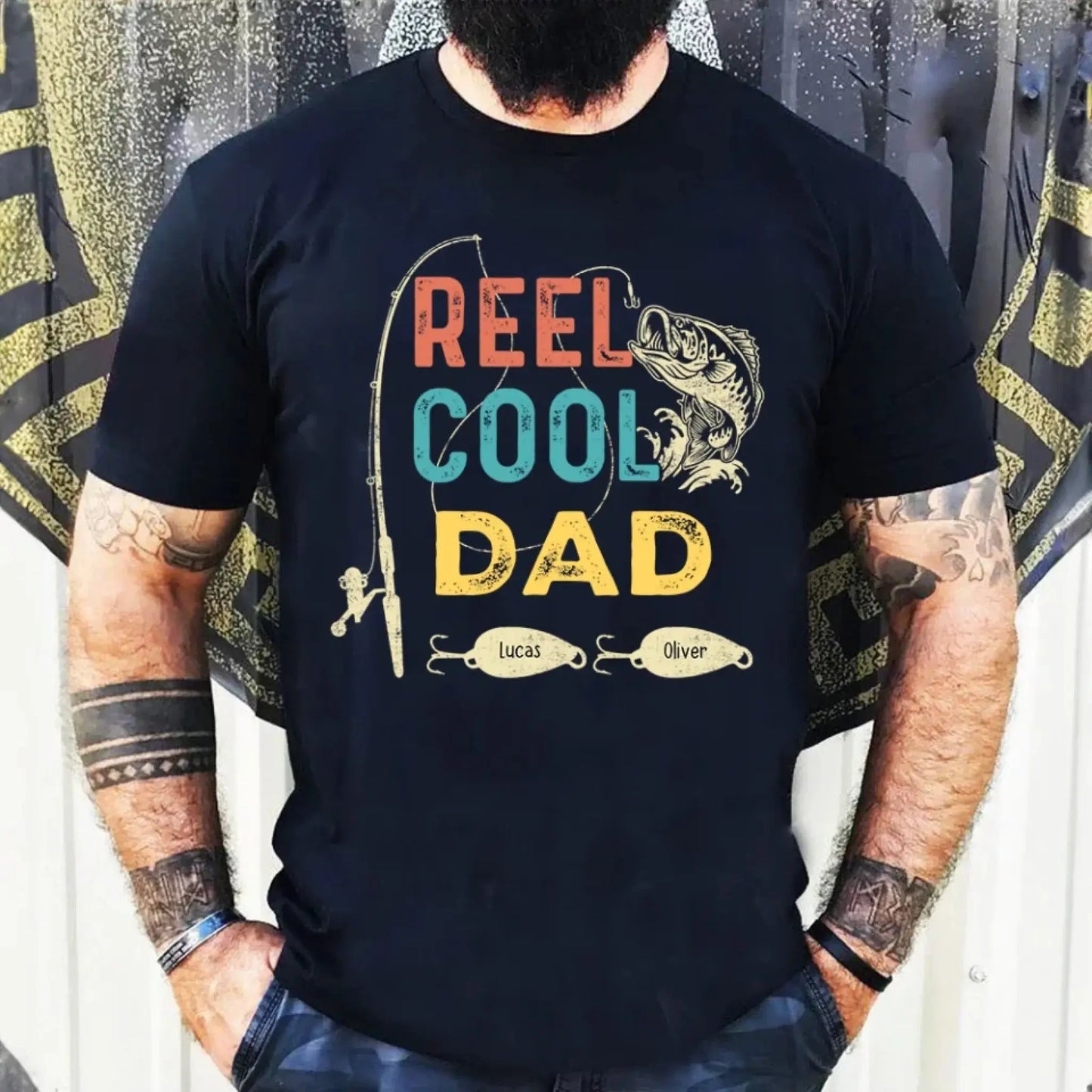 Reel Cool Dad Fishing Shirt – Personalized T-Shirt or Hoodie – Fun Father’s Day Gift for Dad, Grandpa, or Papa Ezcustomize
