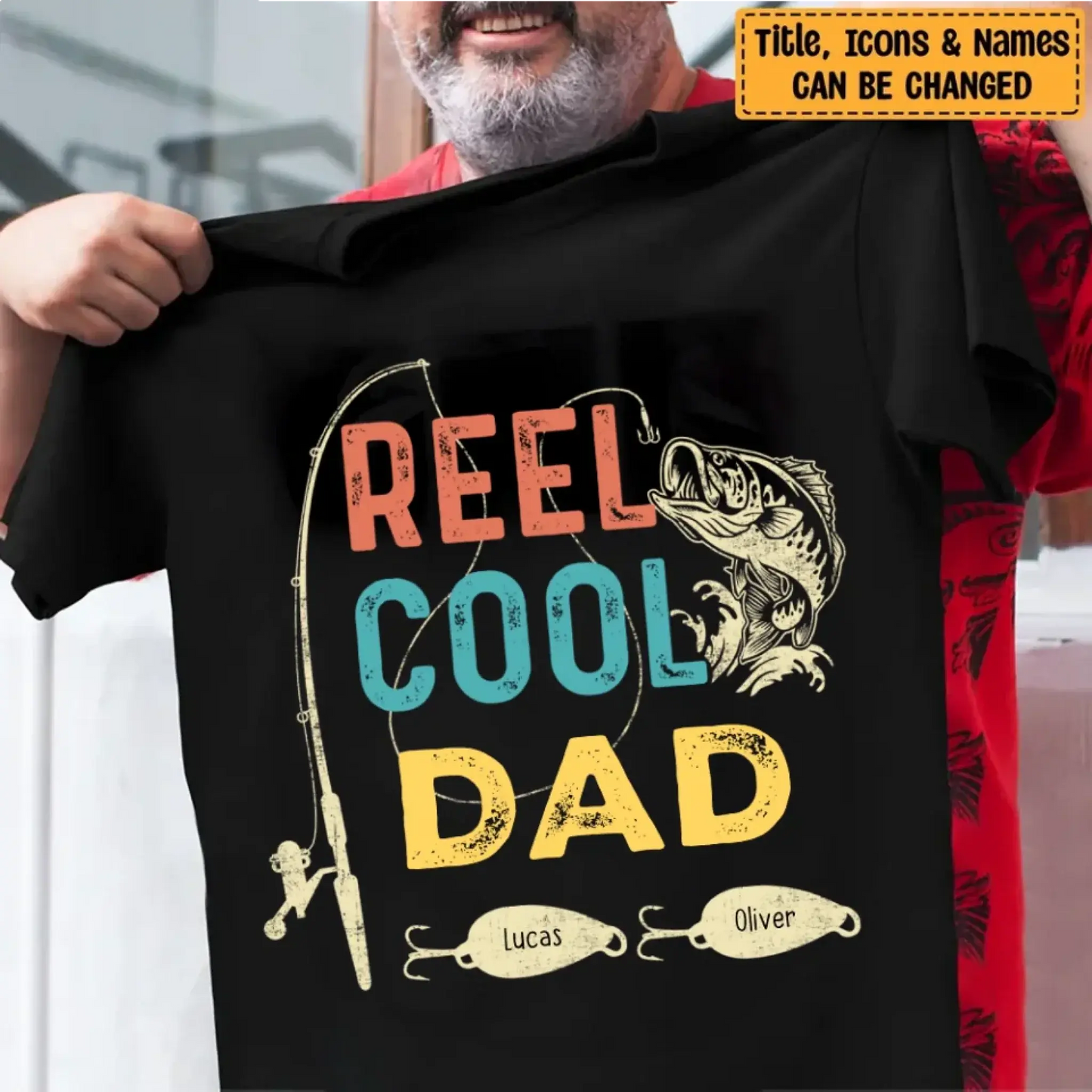 Reel Cool Dad Fishing Shirt – Personalized T-Shirt or Hoodie – Fun Father’s Day Gift for Dad, Grandpa, or Papa Ezcustomize