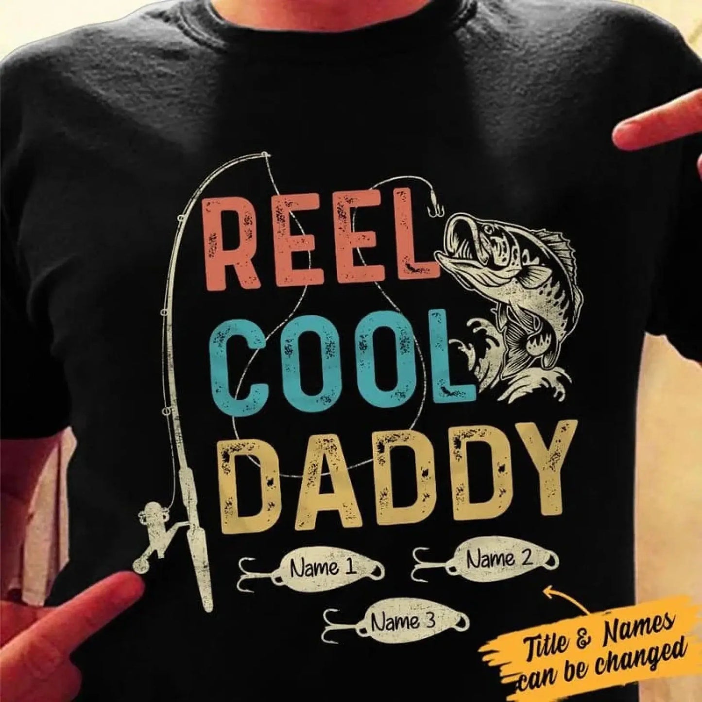 Reel Cool Dad Fishing Shirt – Personalized T-Shirt or Hoodie – Fun Father’s Day Gift for Dad, Grandpa, or Papa Ezcustomize