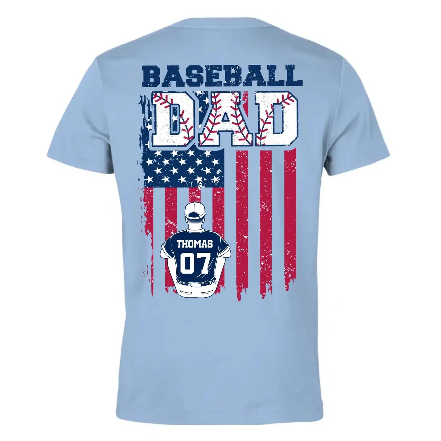 Retro Baseball Dad & Kids Flag Shirt – Personalized T-Shirt – Custom Gift for Proud Baseball Dads on Father’s Day or Game Day Ezcustomize