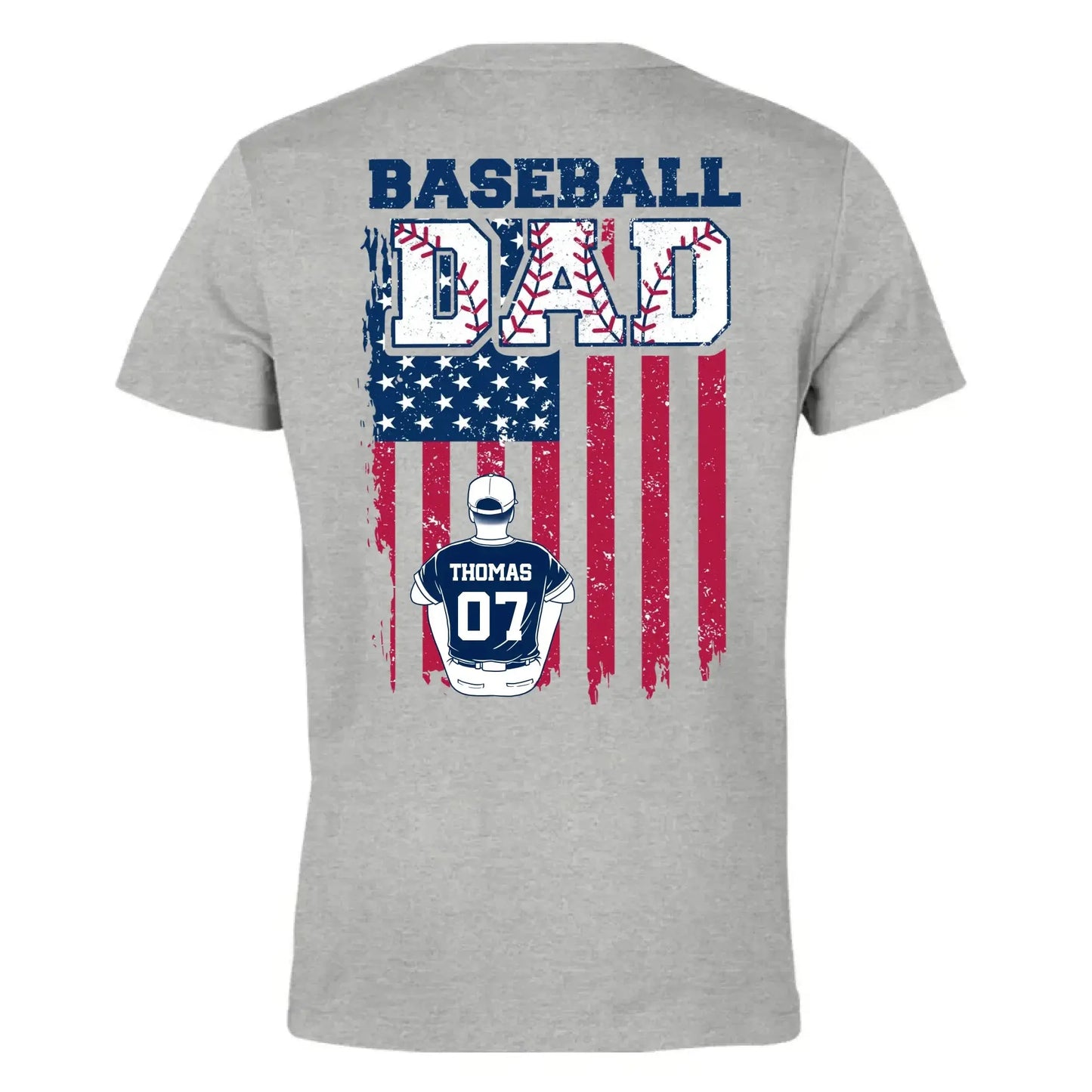 Retro Baseball Dad & Kids Flag Shirt – Personalized T-Shirt – Custom Gift for Proud Baseball Dads on Father’s Day or Game Day Ezcustomize