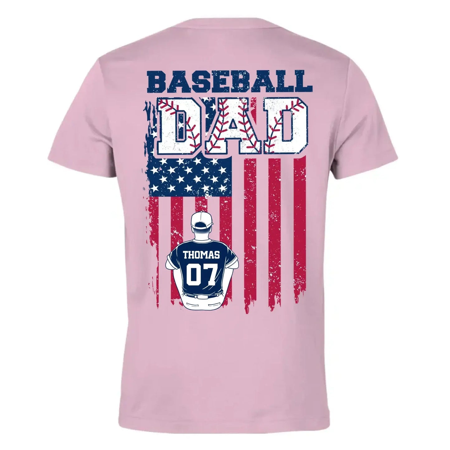 Retro Baseball Dad & Kids Flag Shirt – Personalized T-Shirt – Custom Gift for Proud Baseball Dads on Father’s Day or Game Day Ezcustomize