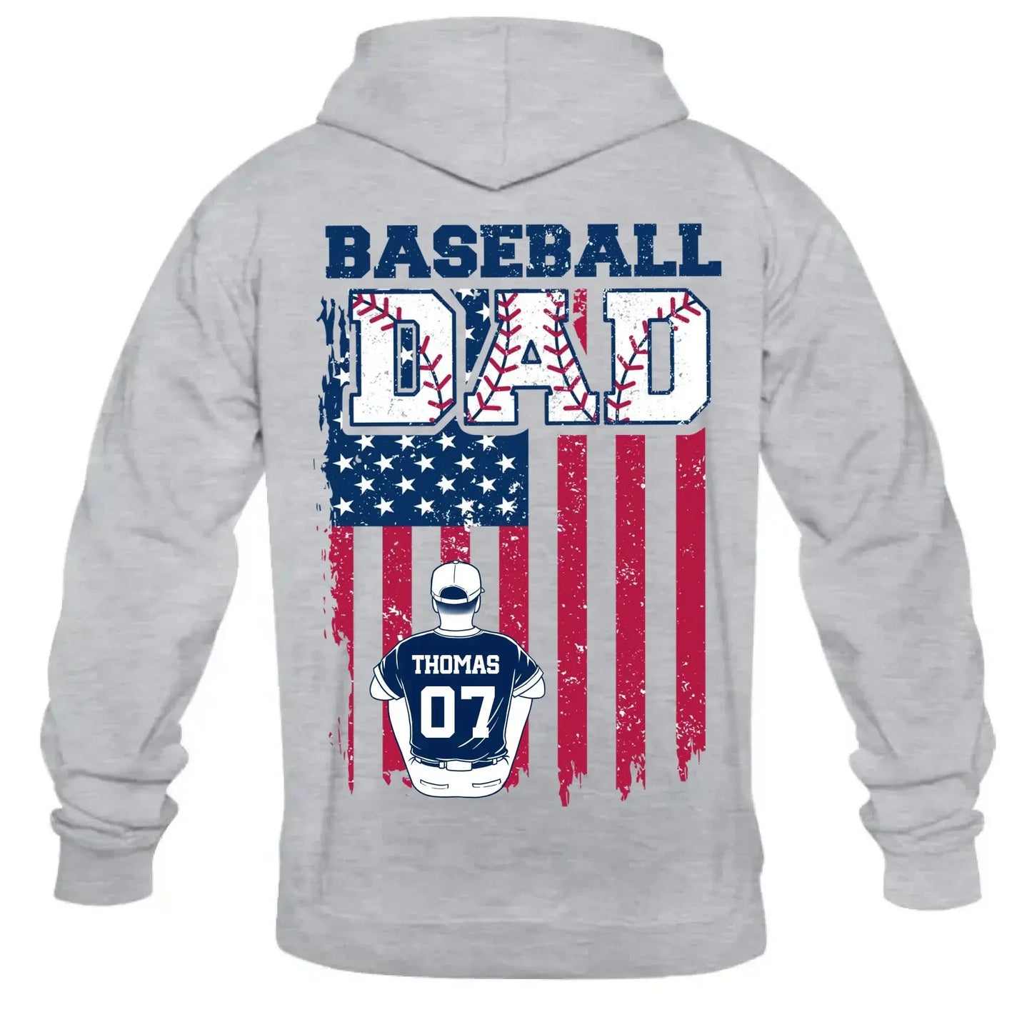 Retro Baseball Dad & Kids Flag Shirt – Personalized T-Shirt – Custom Gift for Proud Baseball Dads on Father’s Day or Game Day Ezcustomize
