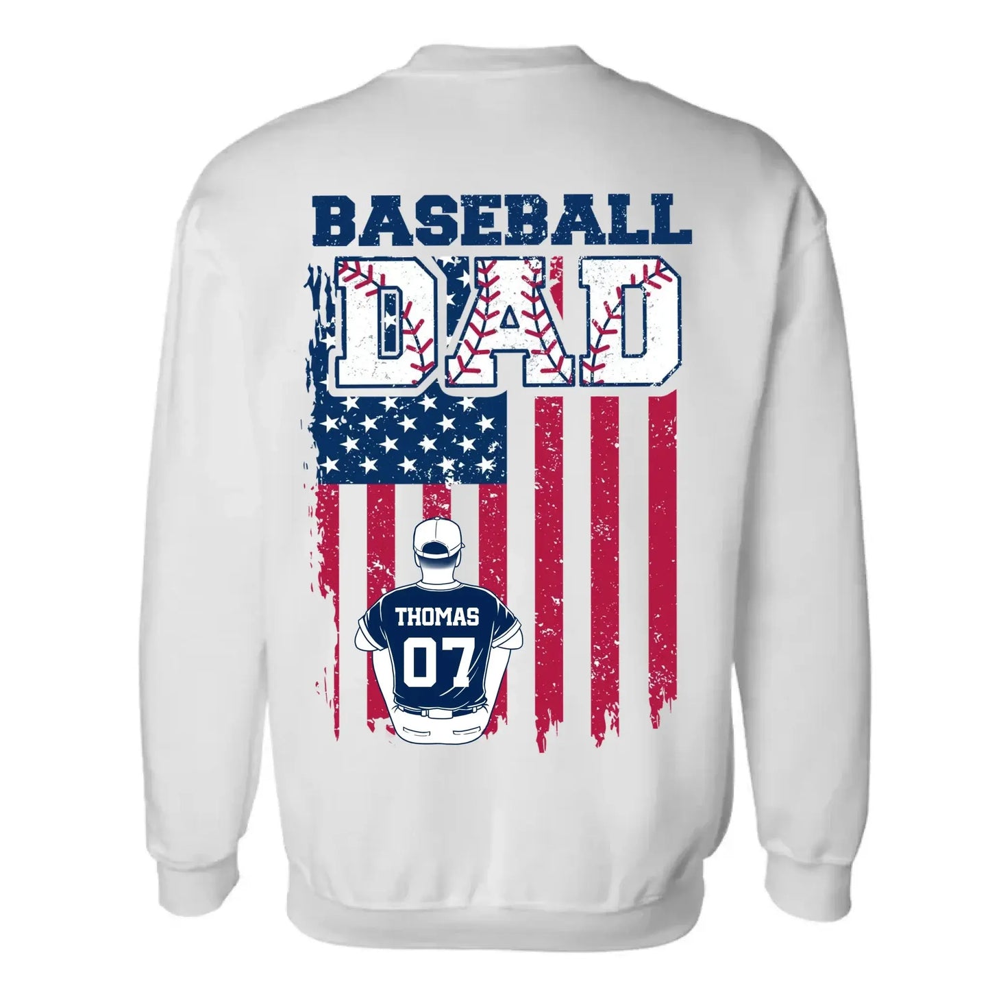 Retro Baseball Dad & Kids Flag Shirt – Personalized T-Shirt – Custom Gift for Proud Baseball Dads on Father’s Day or Game Day Ezcustomize
