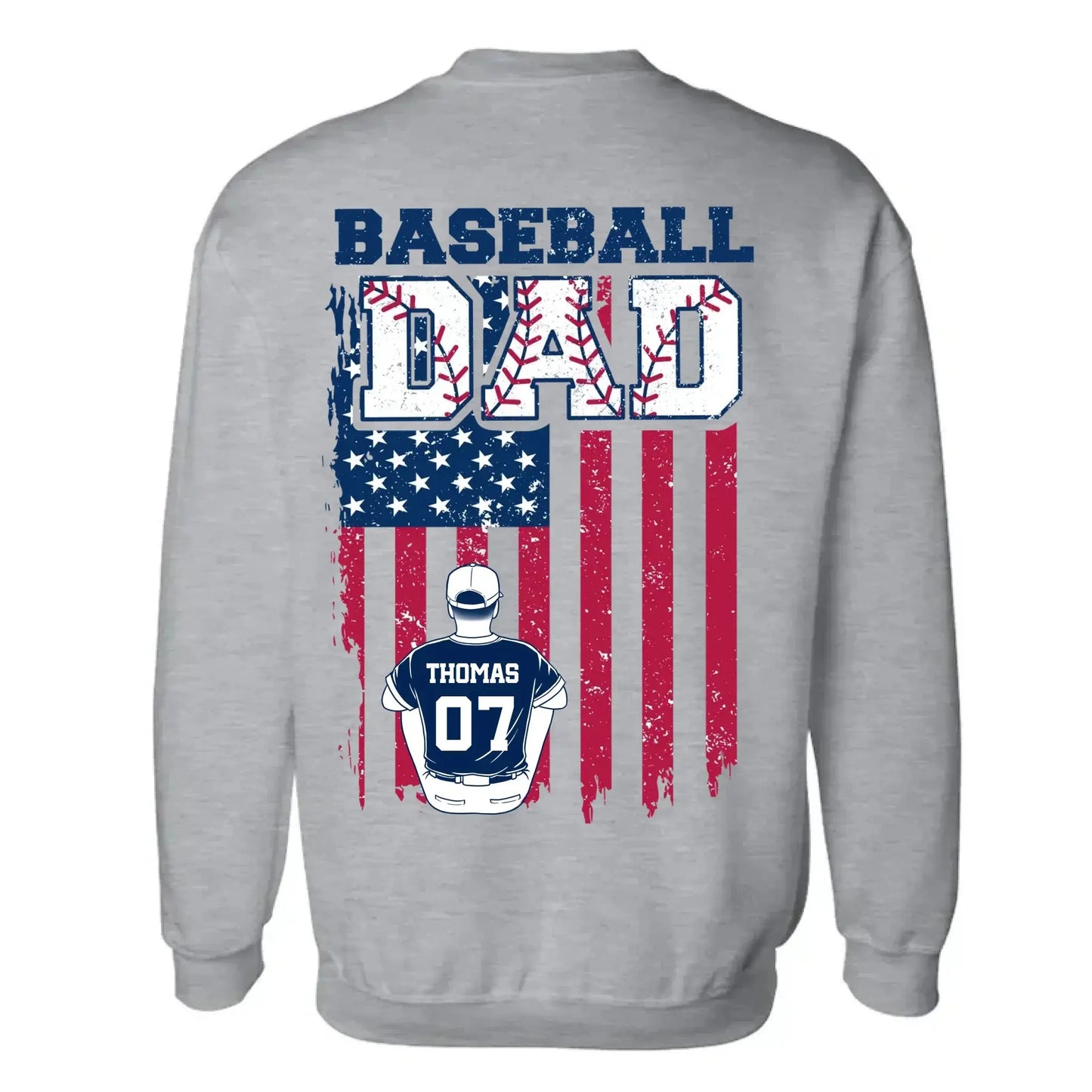 Retro Baseball Dad & Kids Flag Shirt – Personalized T-Shirt – Custom Gift for Proud Baseball Dads on Father’s Day or Game Day Ezcustomize