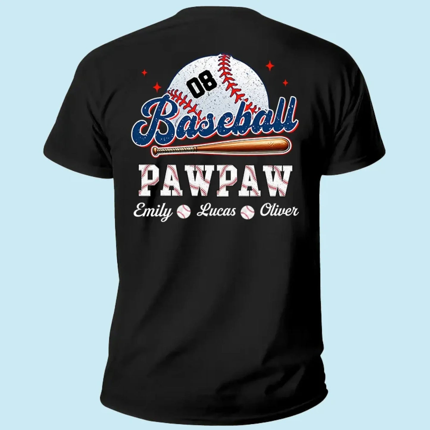 Retro Baseball Dad & Kids Shirt – Personalized T-Shirt – Custom Gift for Proud Baseball Dads/Grandpas with Kids’ Names Ezcustomize