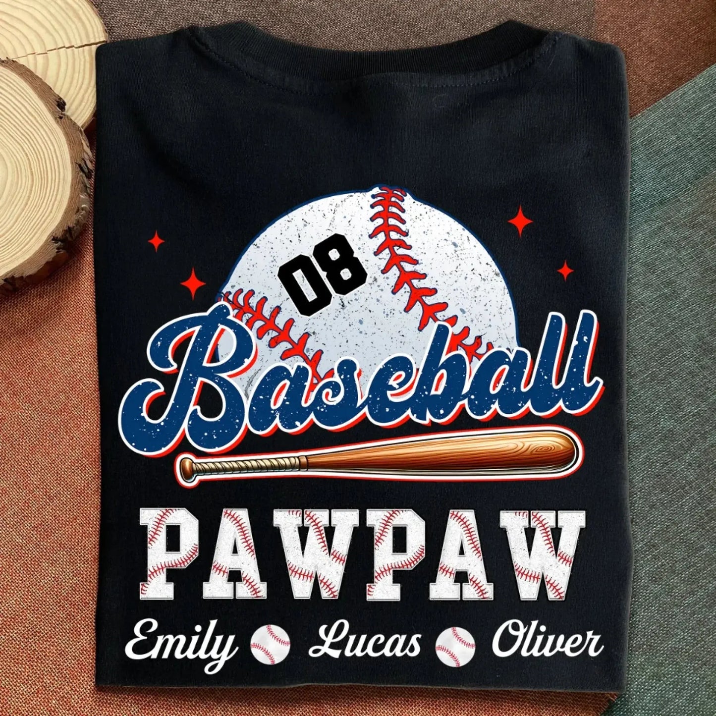 Retro Baseball Dad & Kids Shirt – Personalized T-Shirt – Custom Gift for Proud Baseball Dads/Grandpas with Kids’ Names Ezcustomize
