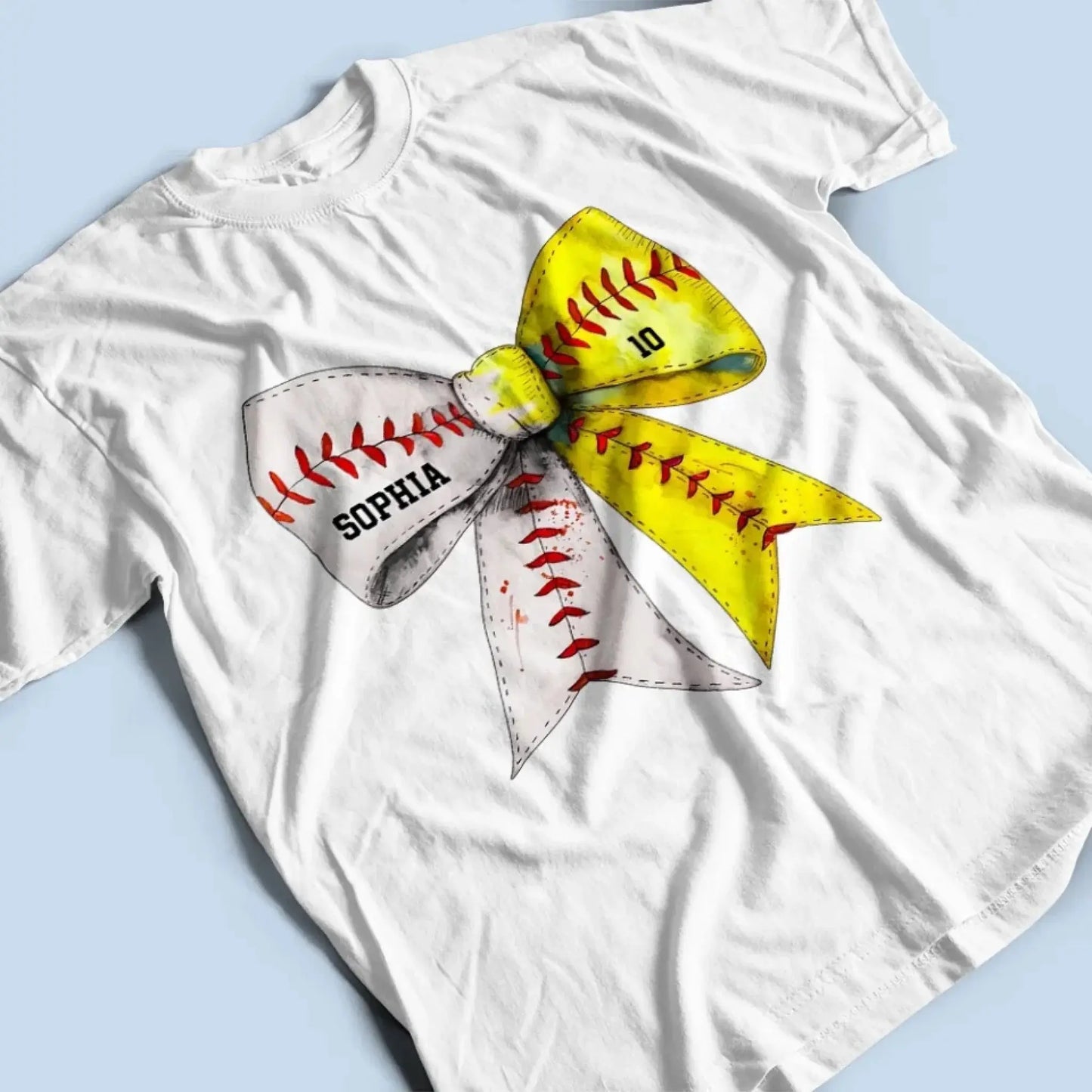 Retro Coquette Softball Bow - Personalized T-Shirt, Gift for Baseball/Softball Mom, Sport Mom Shirt Ezcustomize