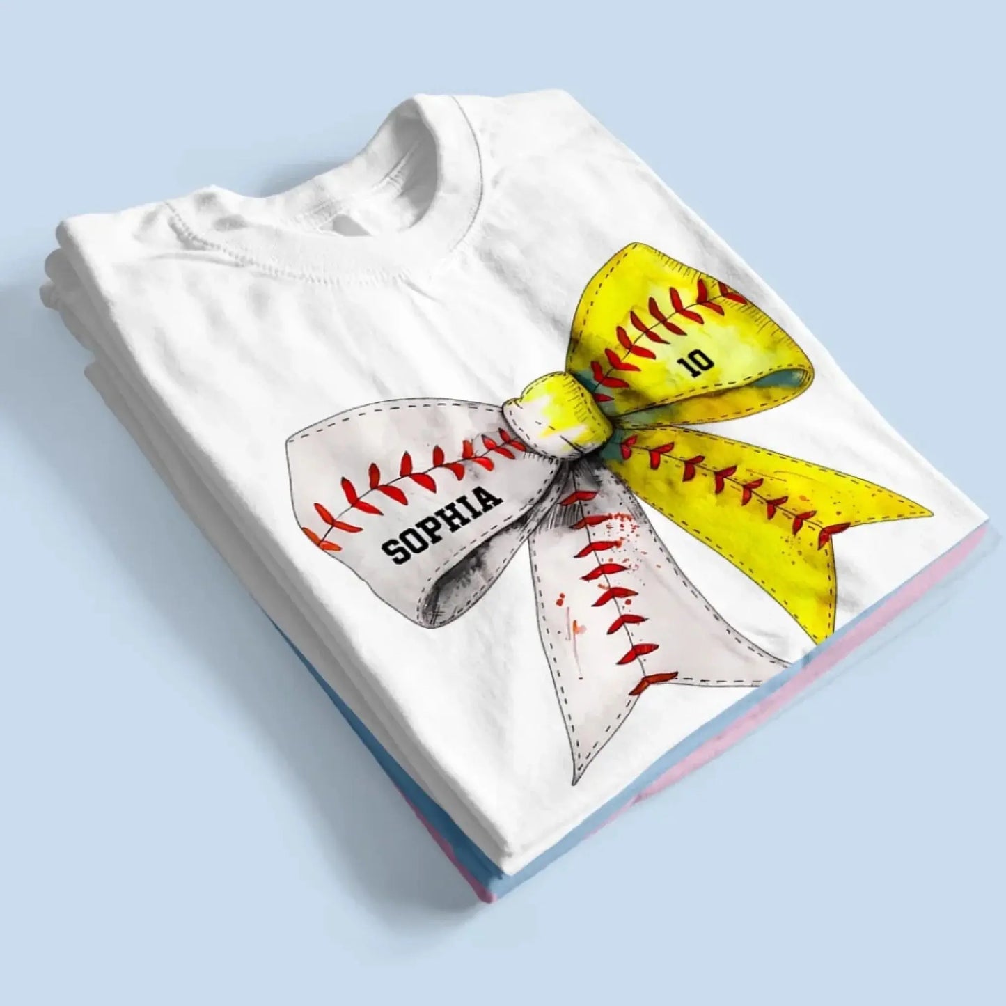 Retro Coquette Softball Bow - Personalized T-Shirt, Gift for Baseball/Softball Mom, Sport Mom Shirt Ezcustomize