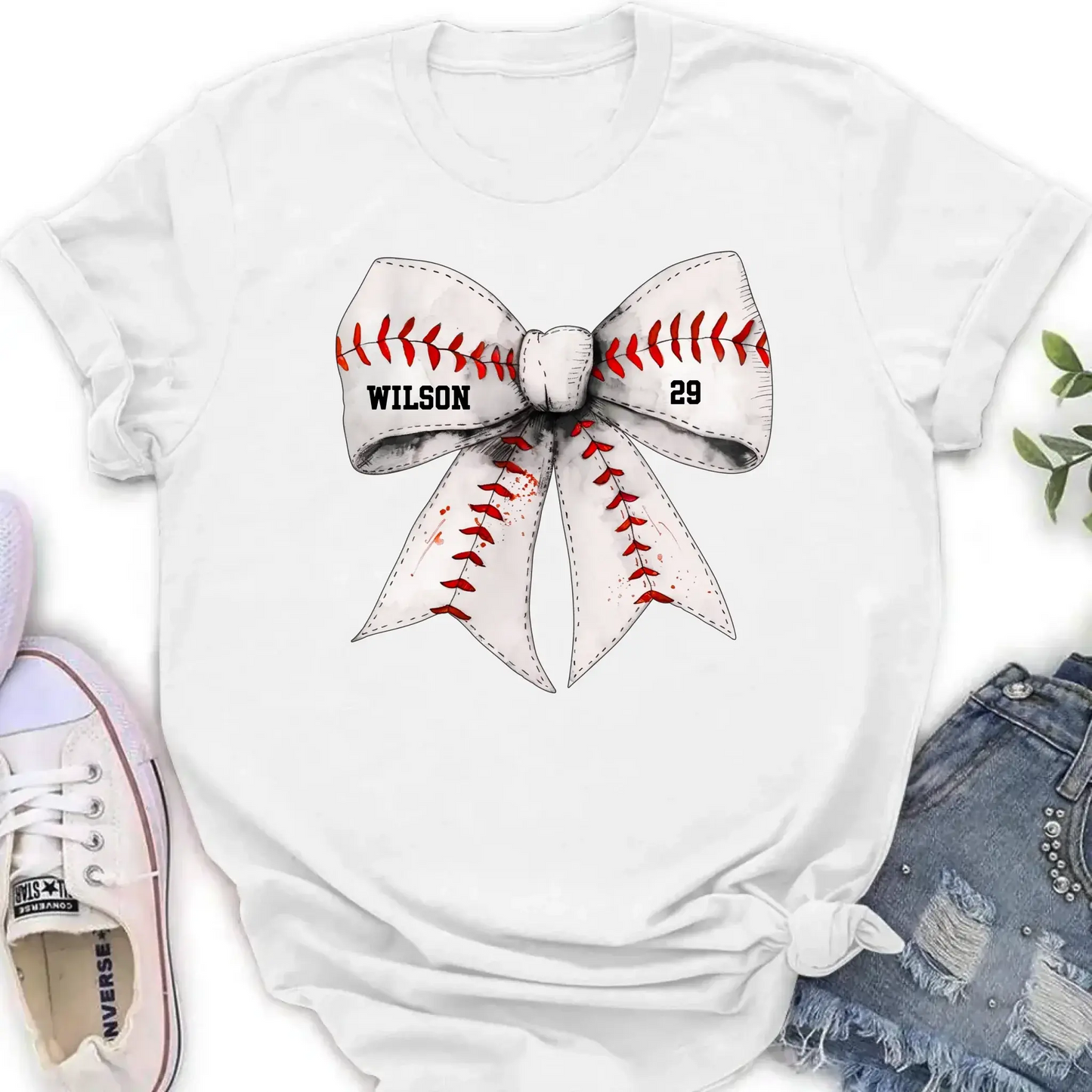 Retro Coquette Softball Bow - Personalized T-Shirt, Gift for Baseball/Softball Mom, Sport Mom Shirt Ezcustomize