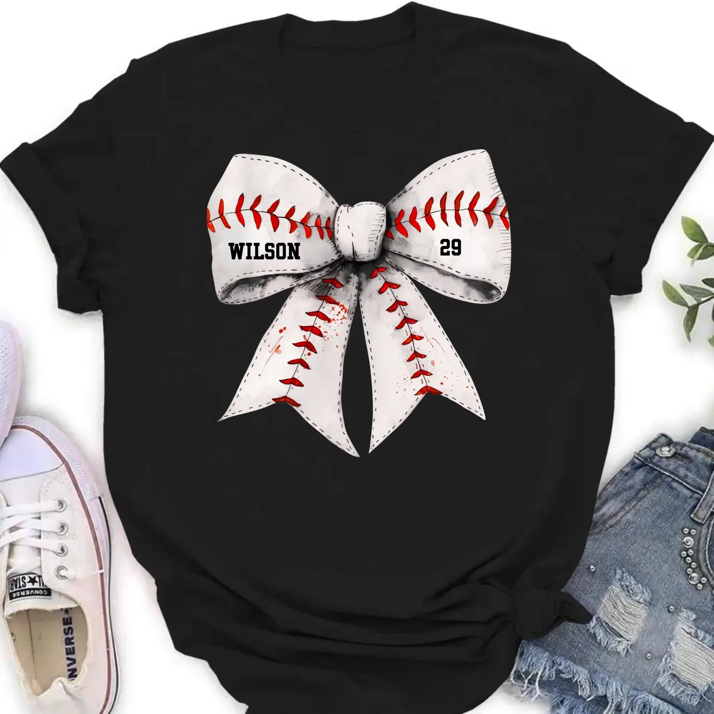 Retro Coquette Softball Bow - Personalized T-Shirt, Gift for Baseball/Softball Mom, Sport Mom Shirt Ezcustomize